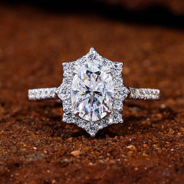 Oval Moissanite Vintage Bridal Engagement Ring