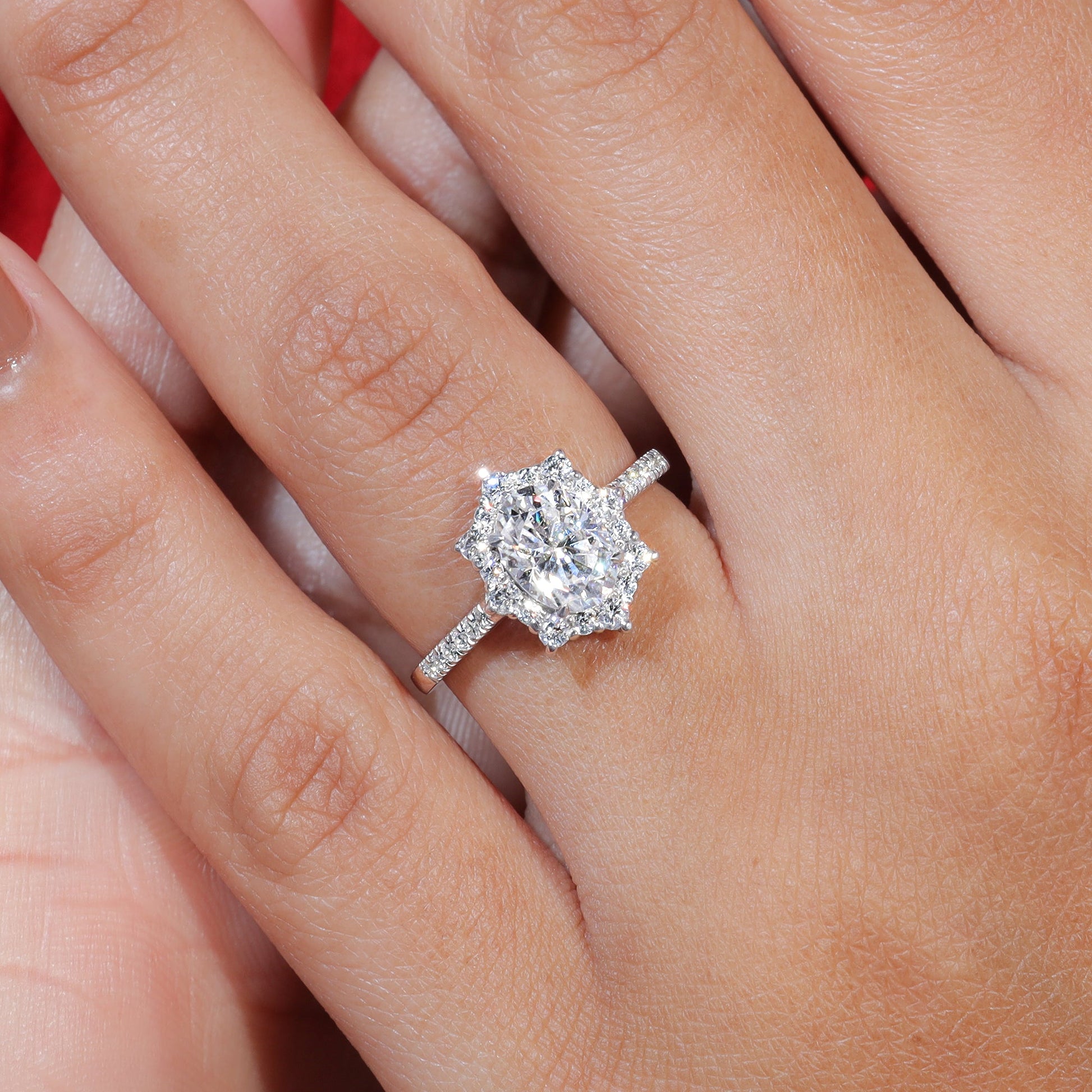 Oval Moissanite Vintage Bridal Engagement Ring