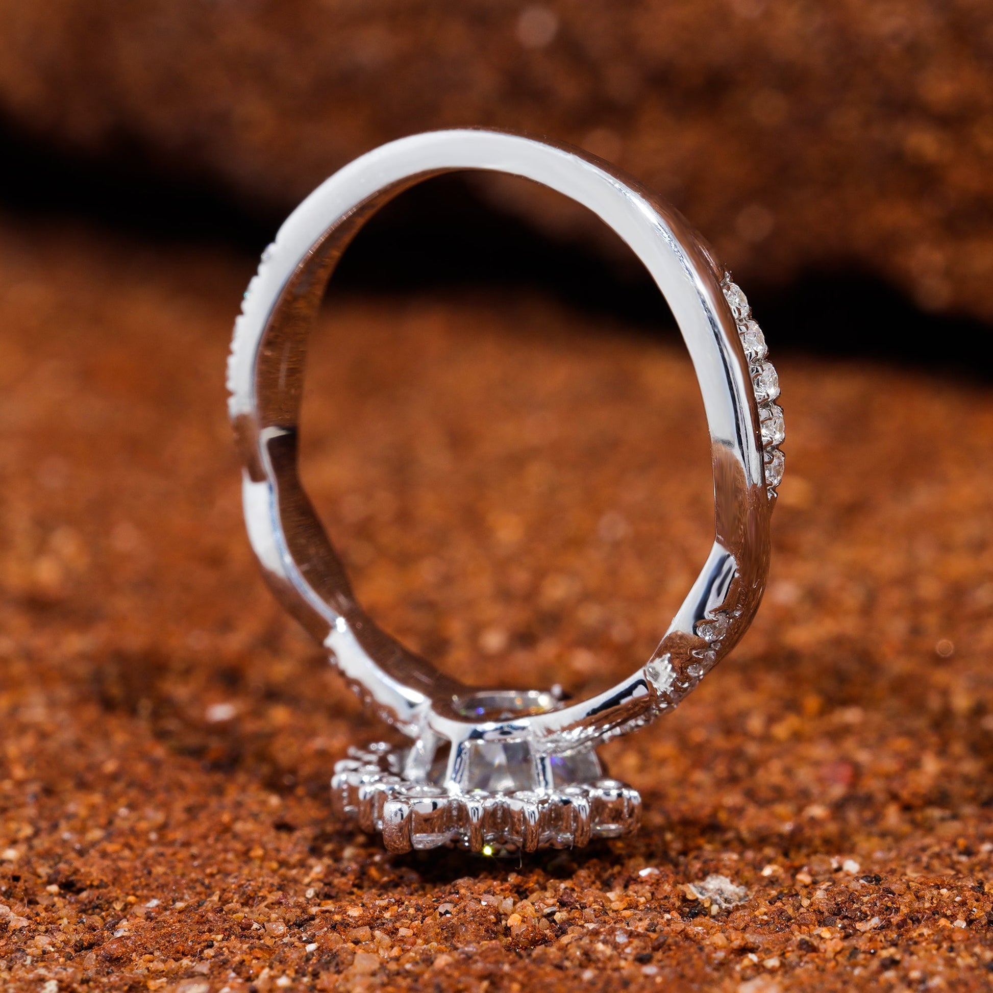 Bezel Set Pear Cut Moissanite Vintage Engagement Ring