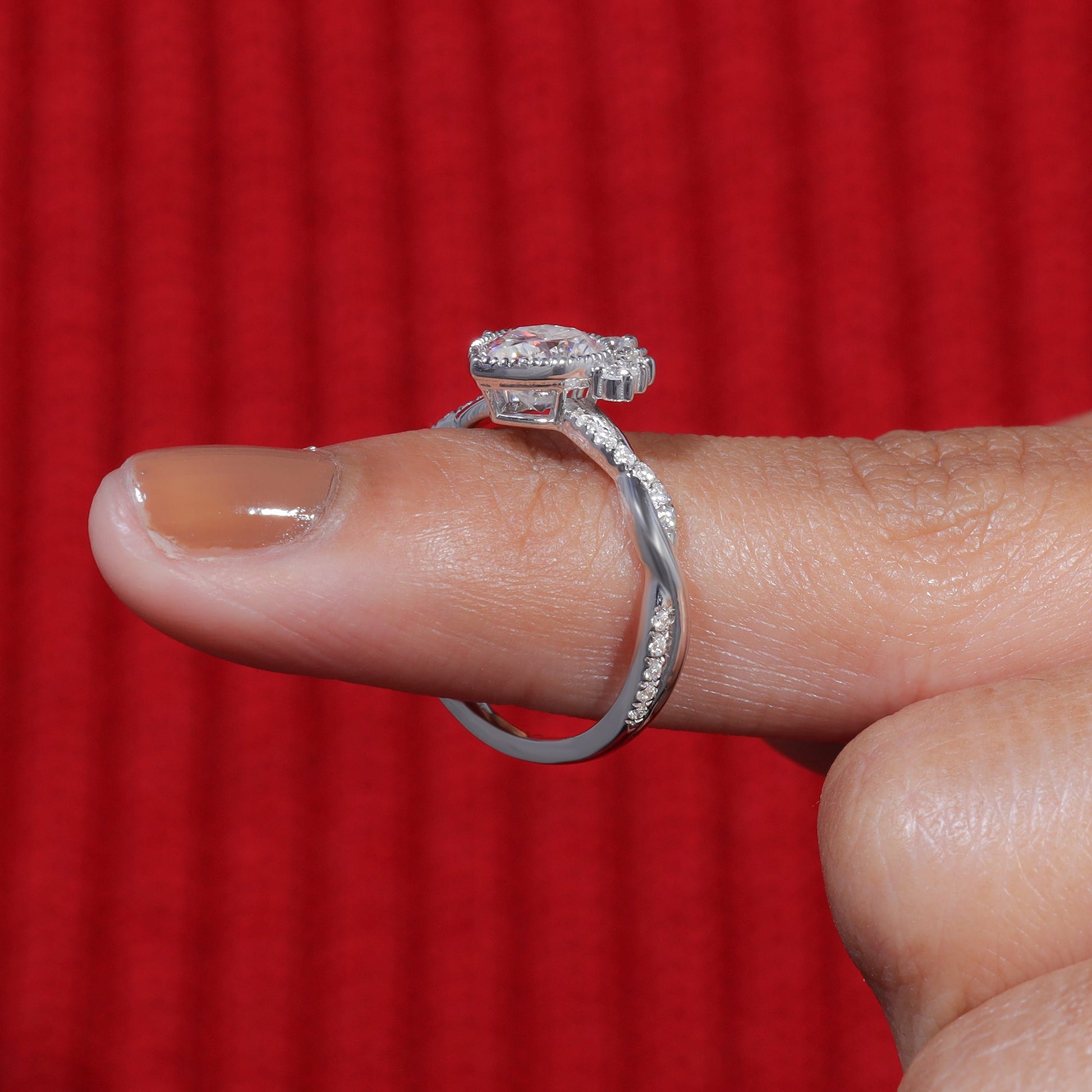 Bezel Set Pear Cut Moissanite Vintage Engagement Ring