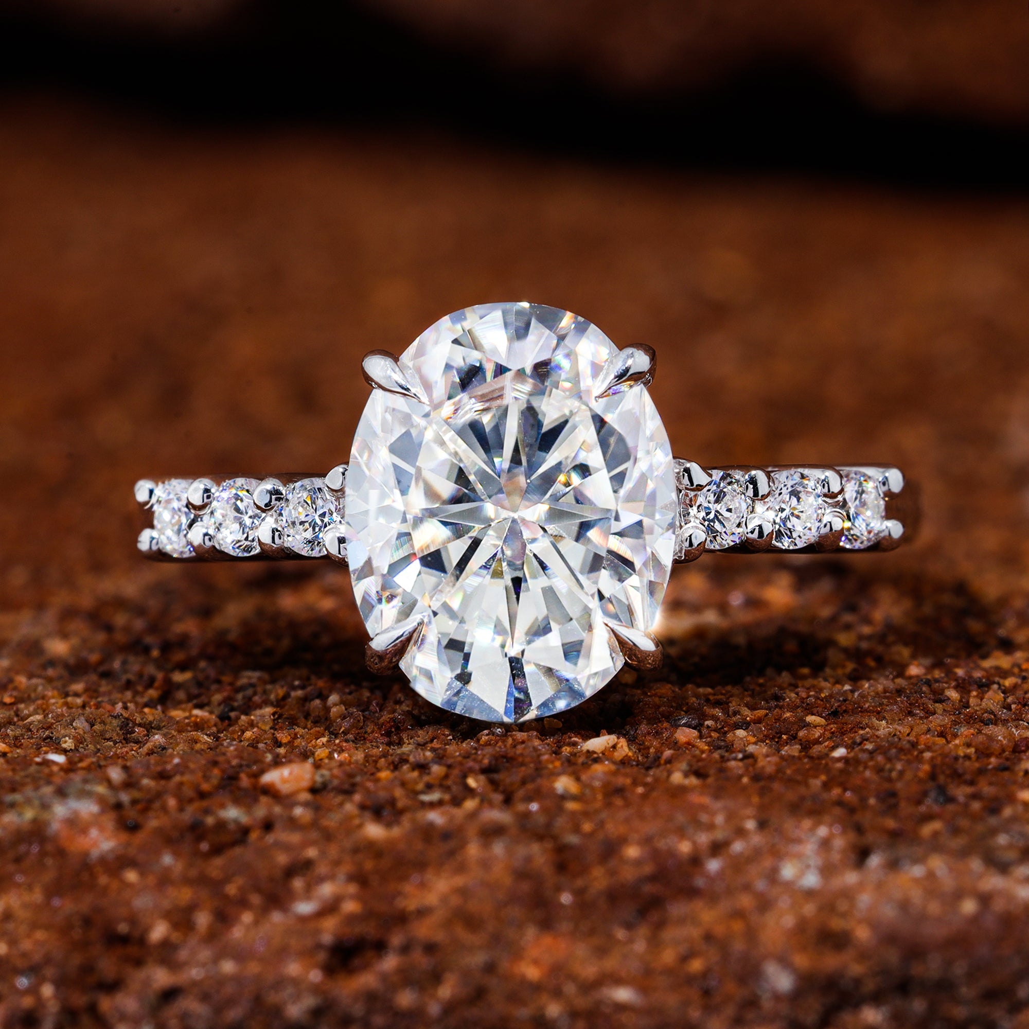Oval Shape Moissanite Engagement Ring