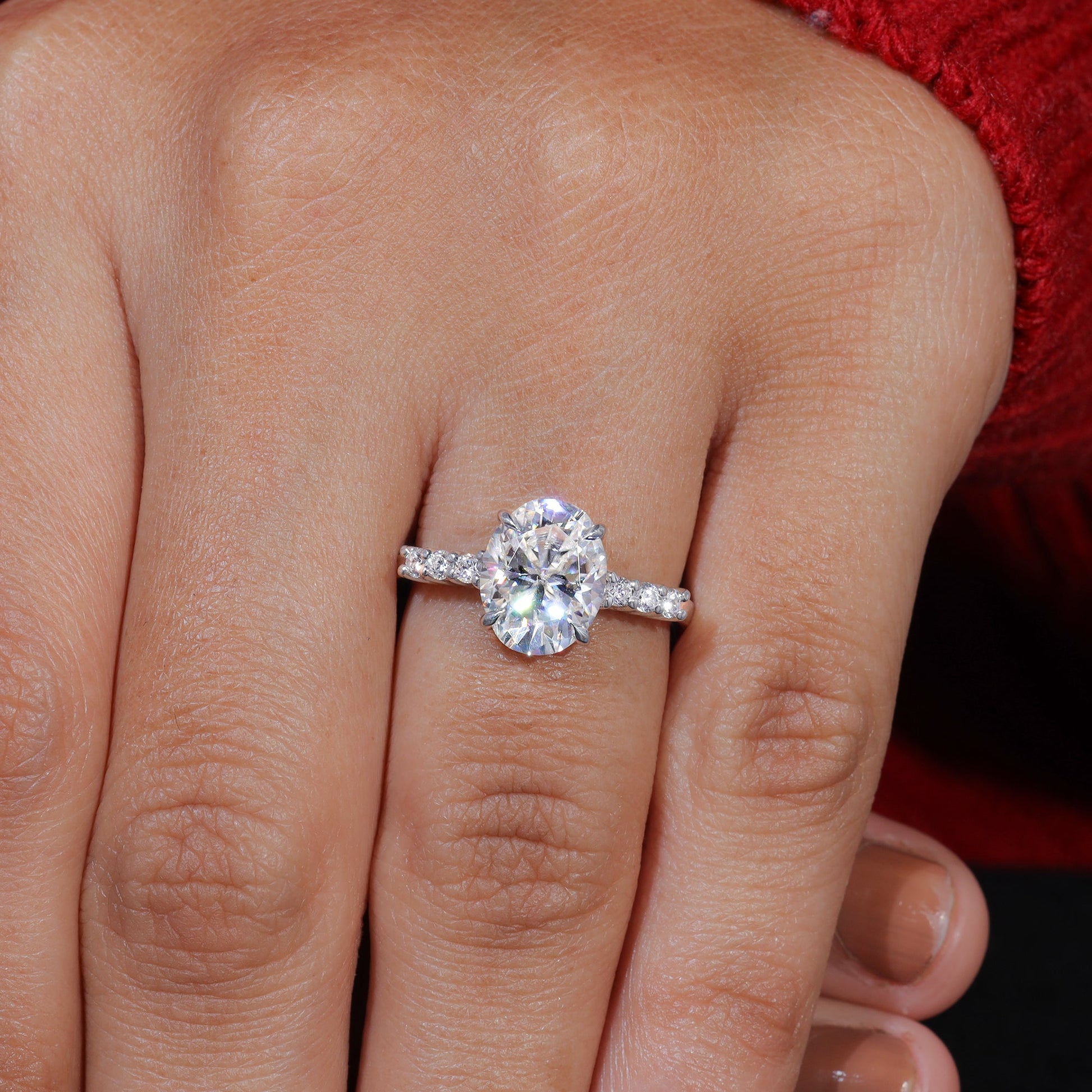 Oval Shape Moissanite Engagement Ring
