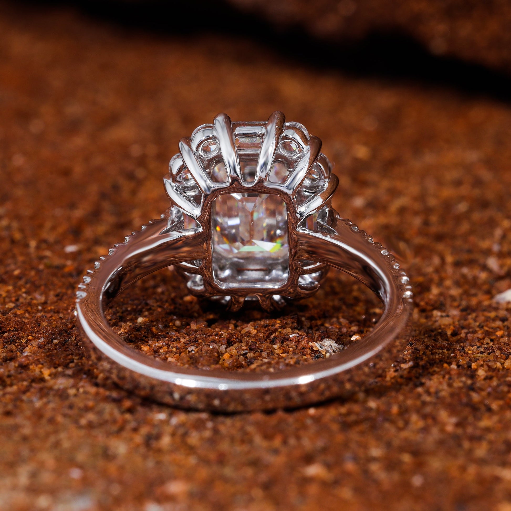 Emerald Cut Moissanite Wedding Engagement Ring