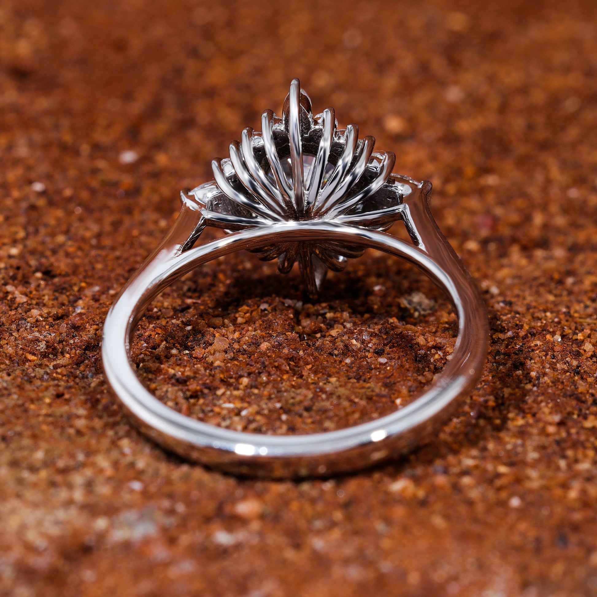 Unique Halo Set Round Cut Moissanite Engagement Ring