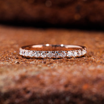 Round Cut Moissanite Half Eternity Wedding Band