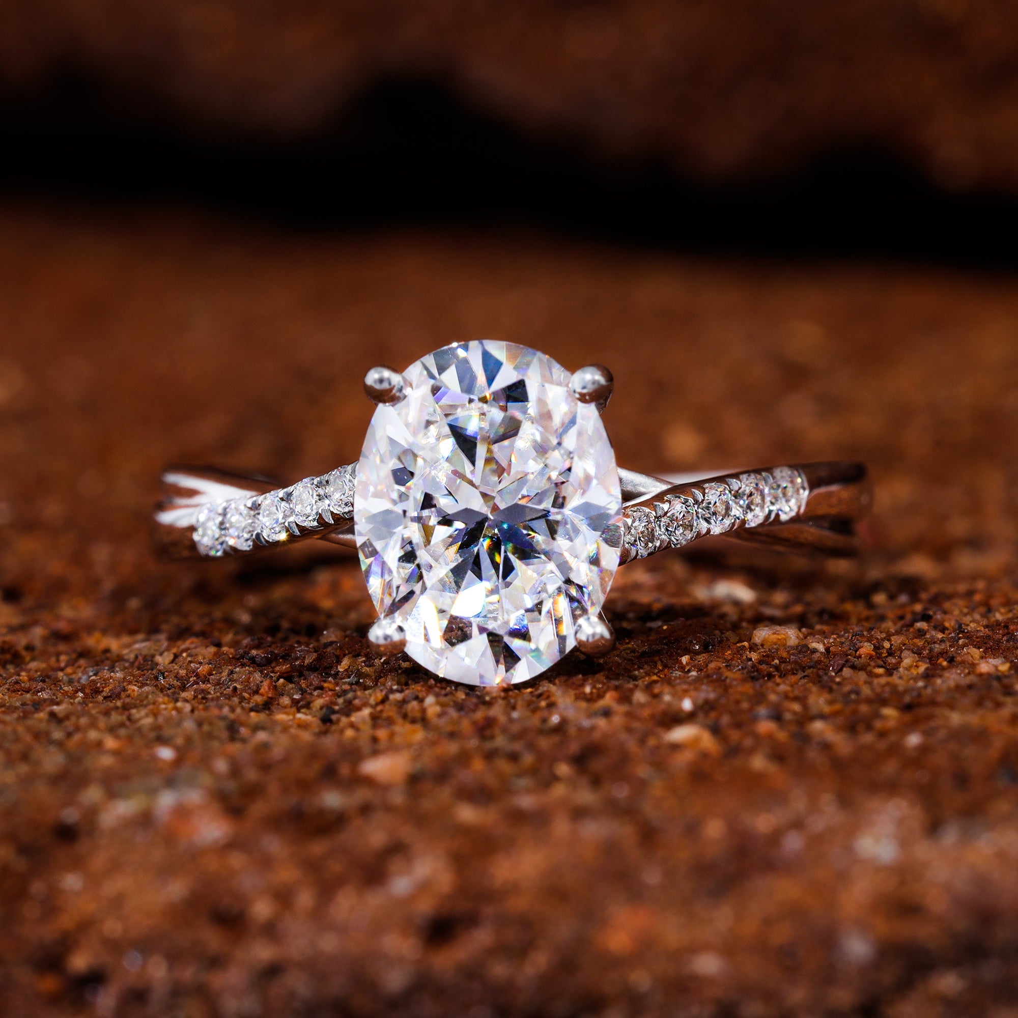 Oval Cut Moissanite Infinity Engagement Ring