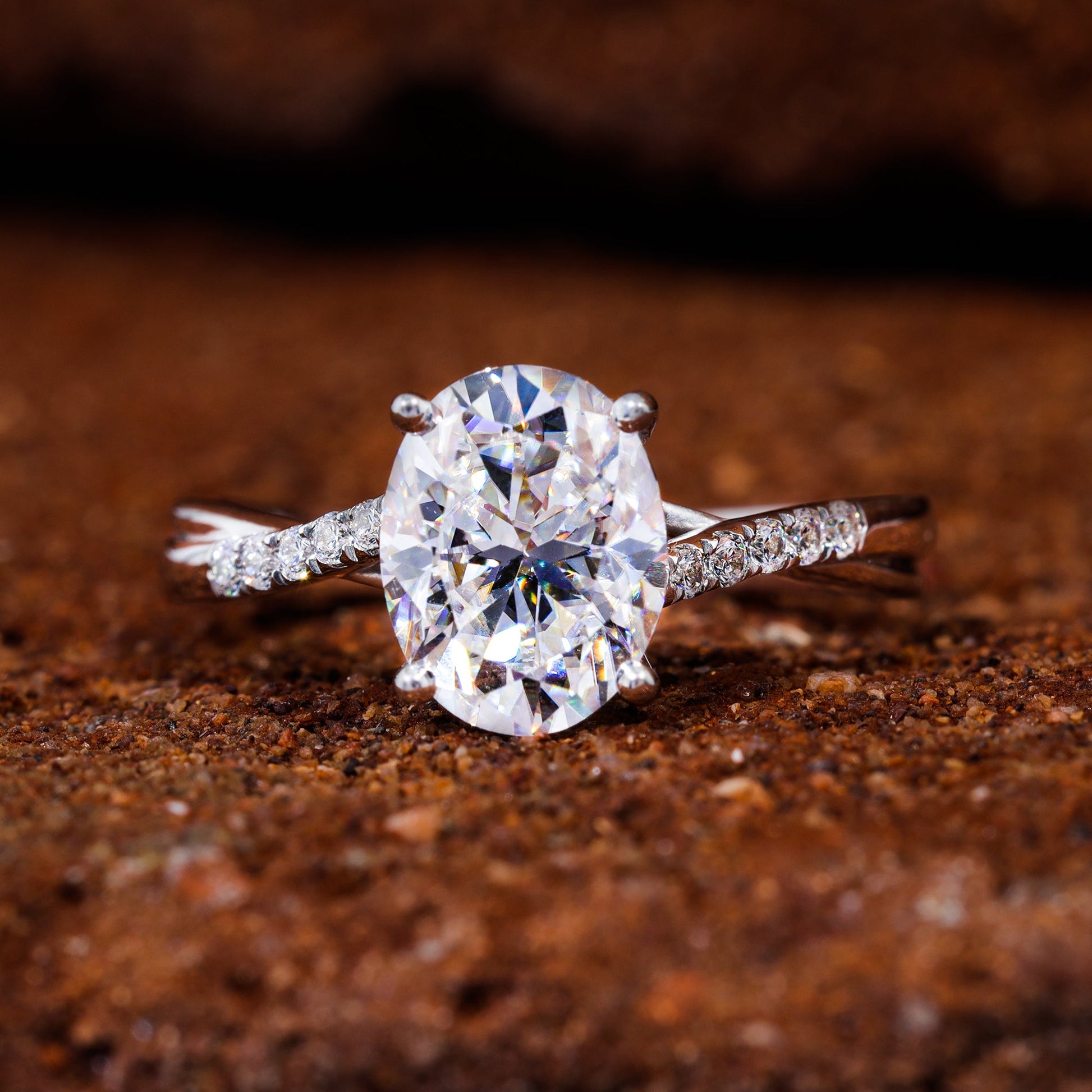 Oval Cut Moissanite Infinity Engagement Ring