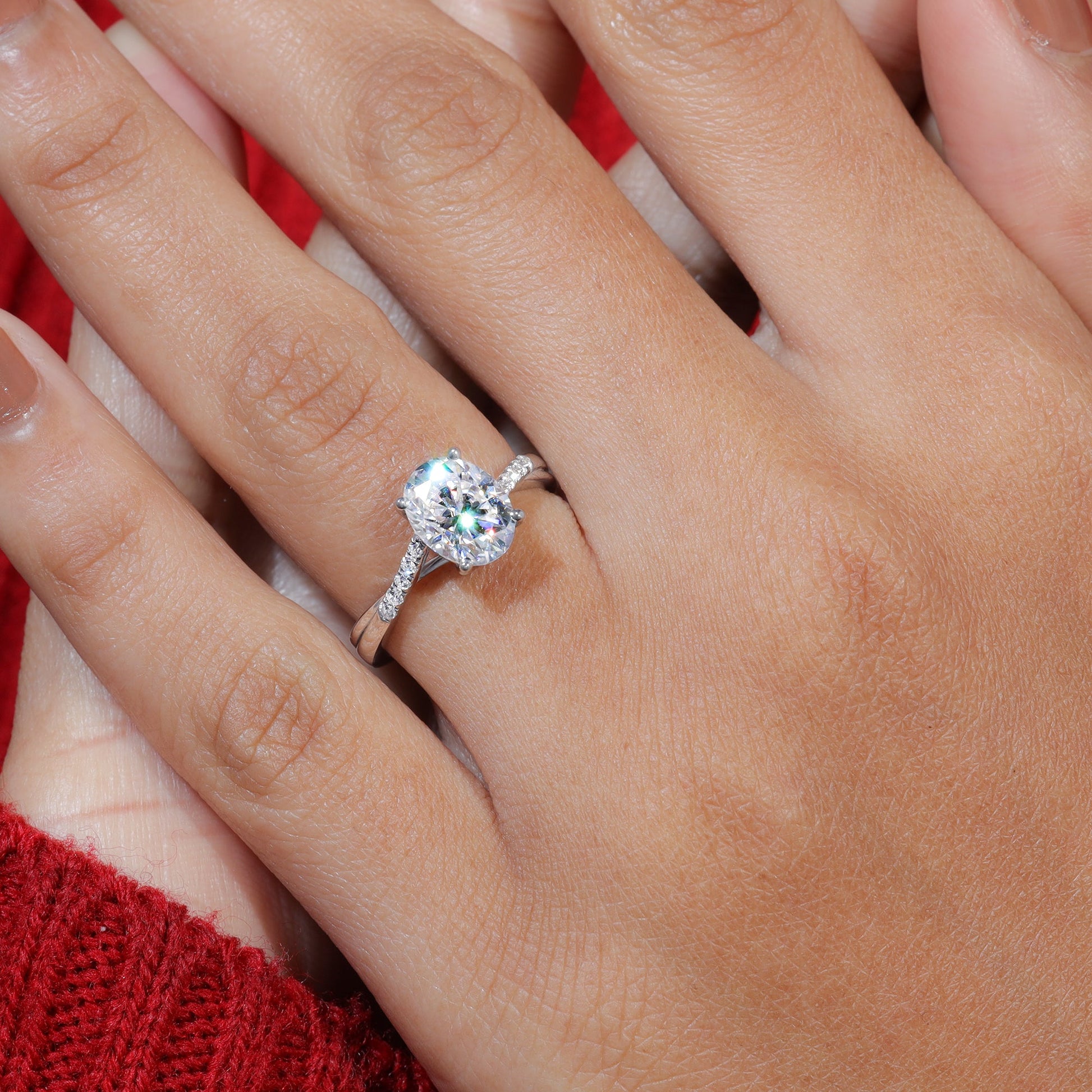 Oval Cut Moissanite Infinity Engagement Ring