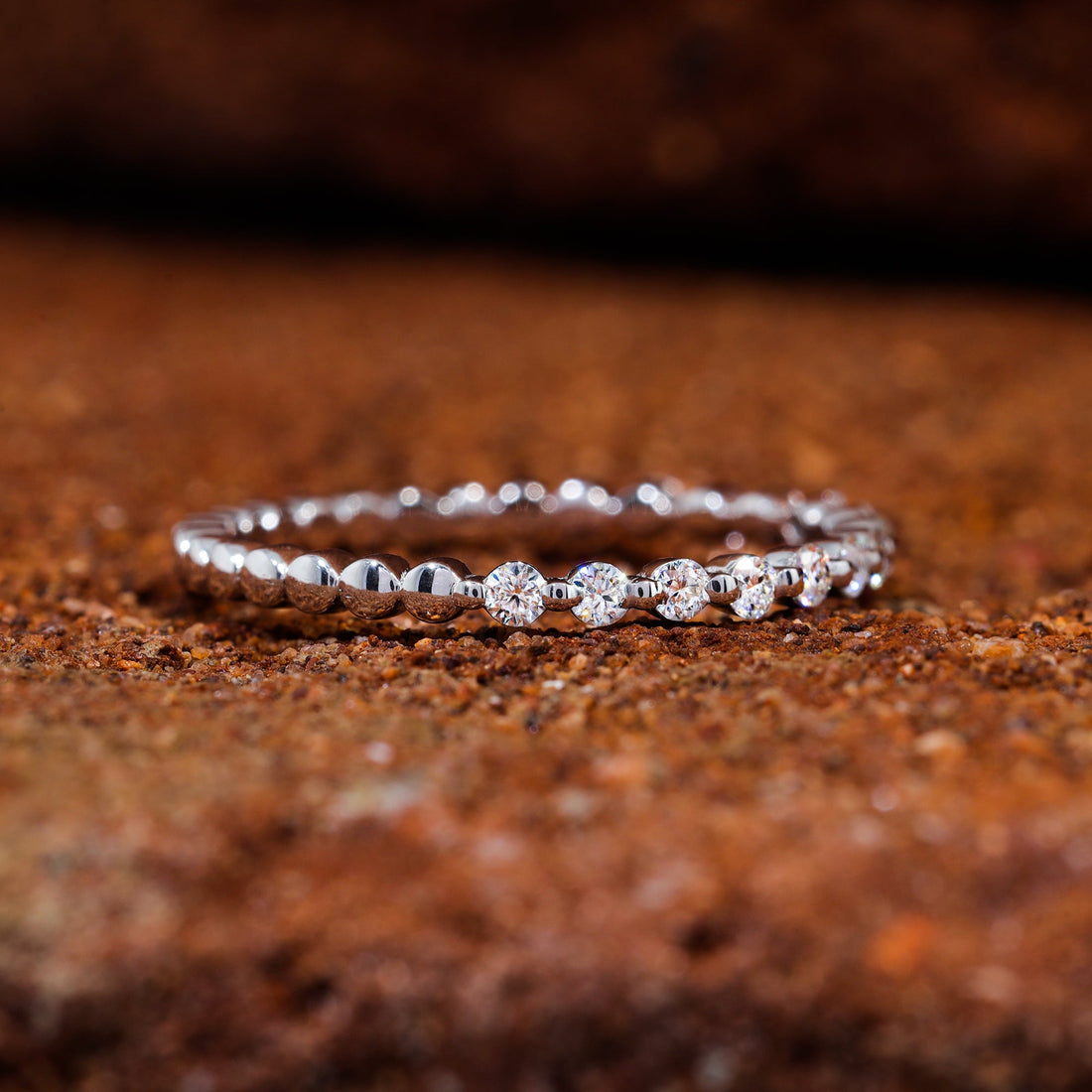 Round Cut Moissanite Shared Prong Set Wedding Band