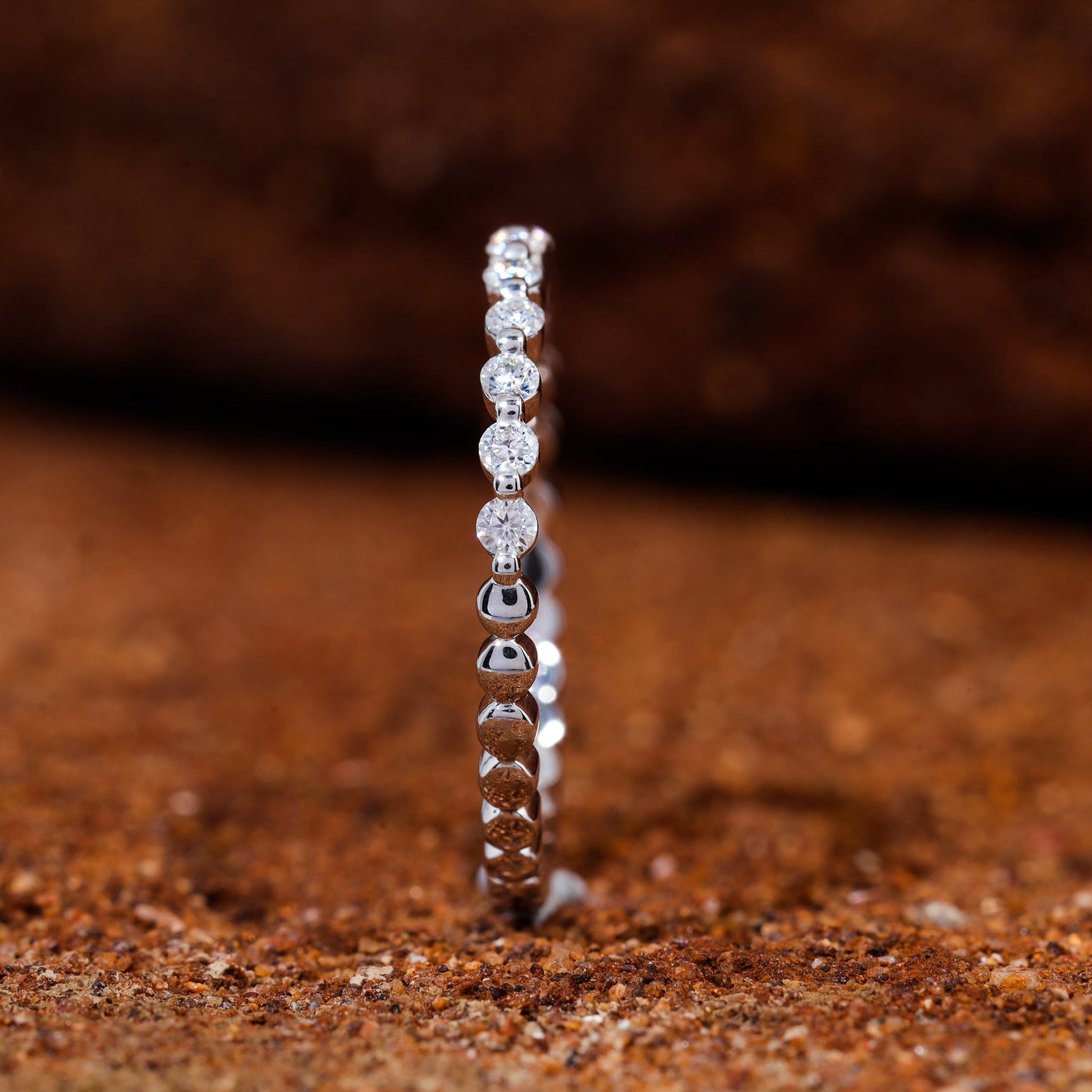 Round Cut Moissanite Shared Prong Set Wedding Band