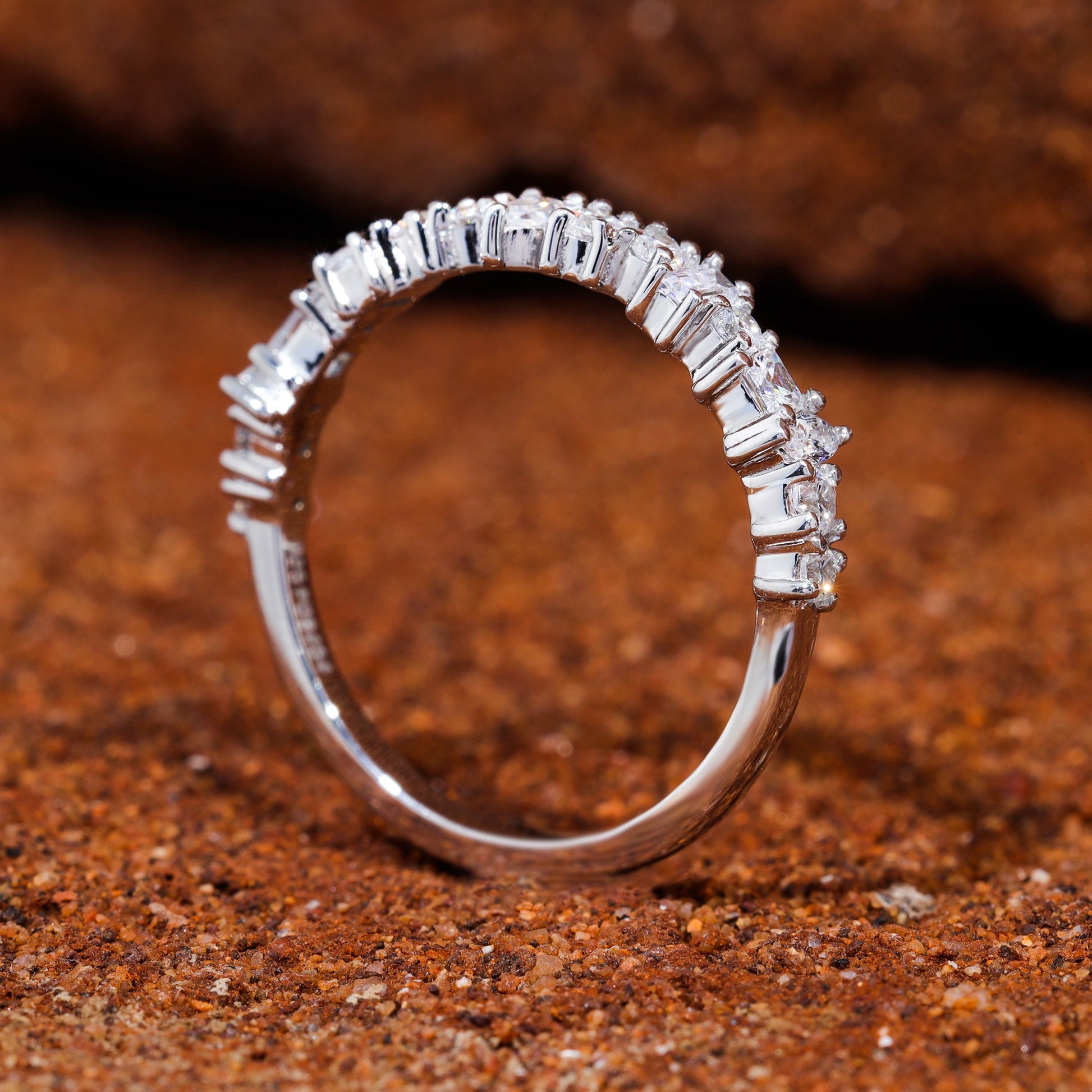 Multi Shape Moissanite Set Unique Dainty Wedding Band
