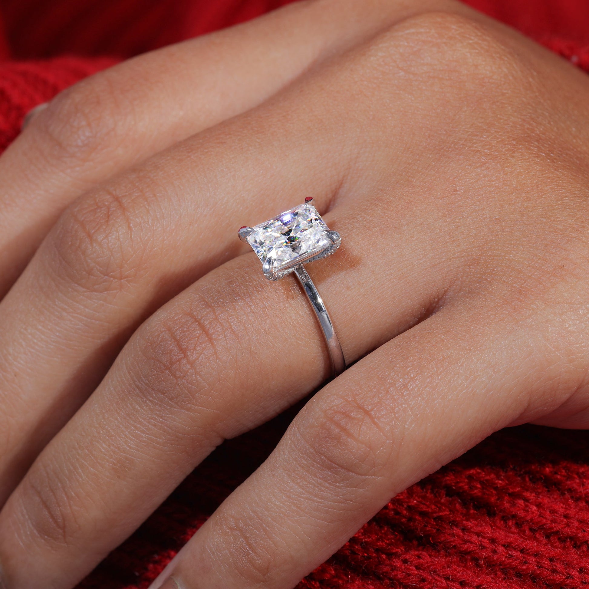 Radiant Cut Moissanite Minimalist Engagement Ring