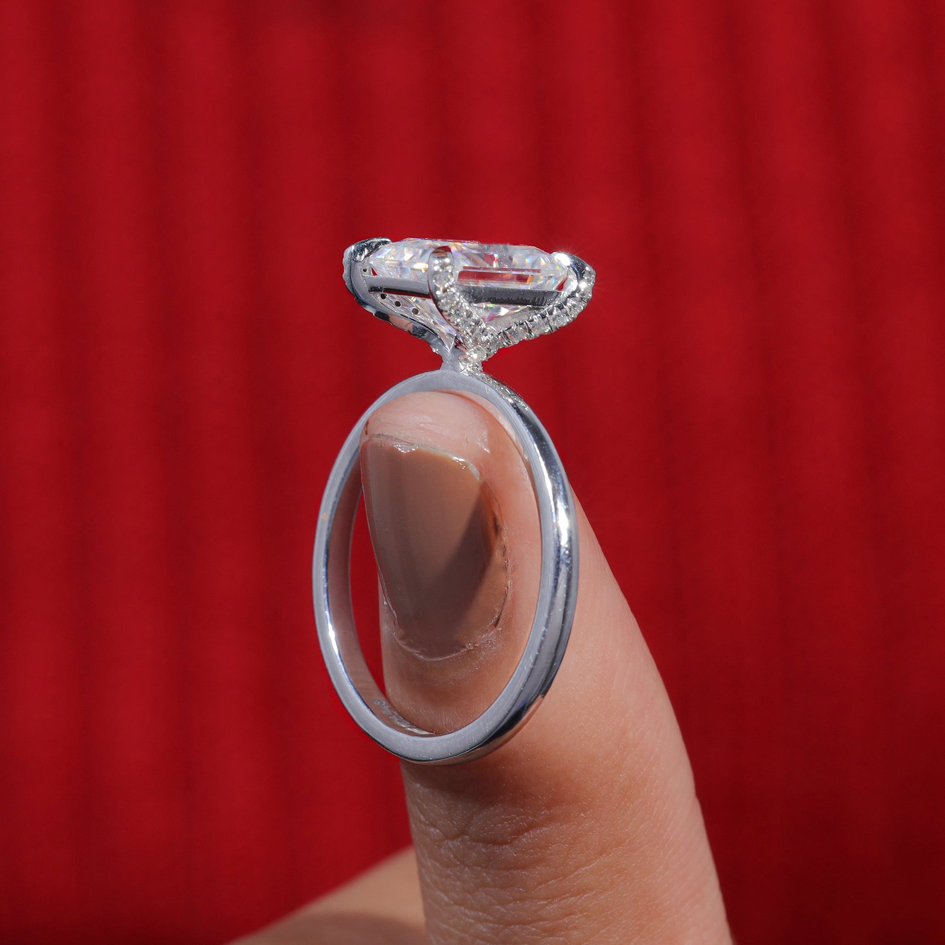 Radiant Cut Moissanite Minimalist Engagement Ring