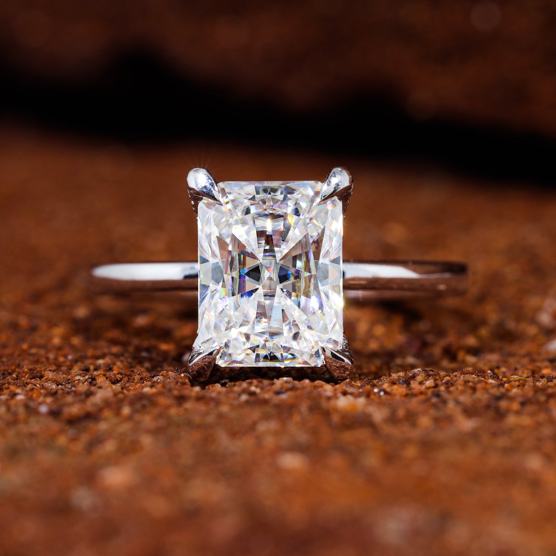 Radiant Cut Moissanite Minimalist Engagement Ring