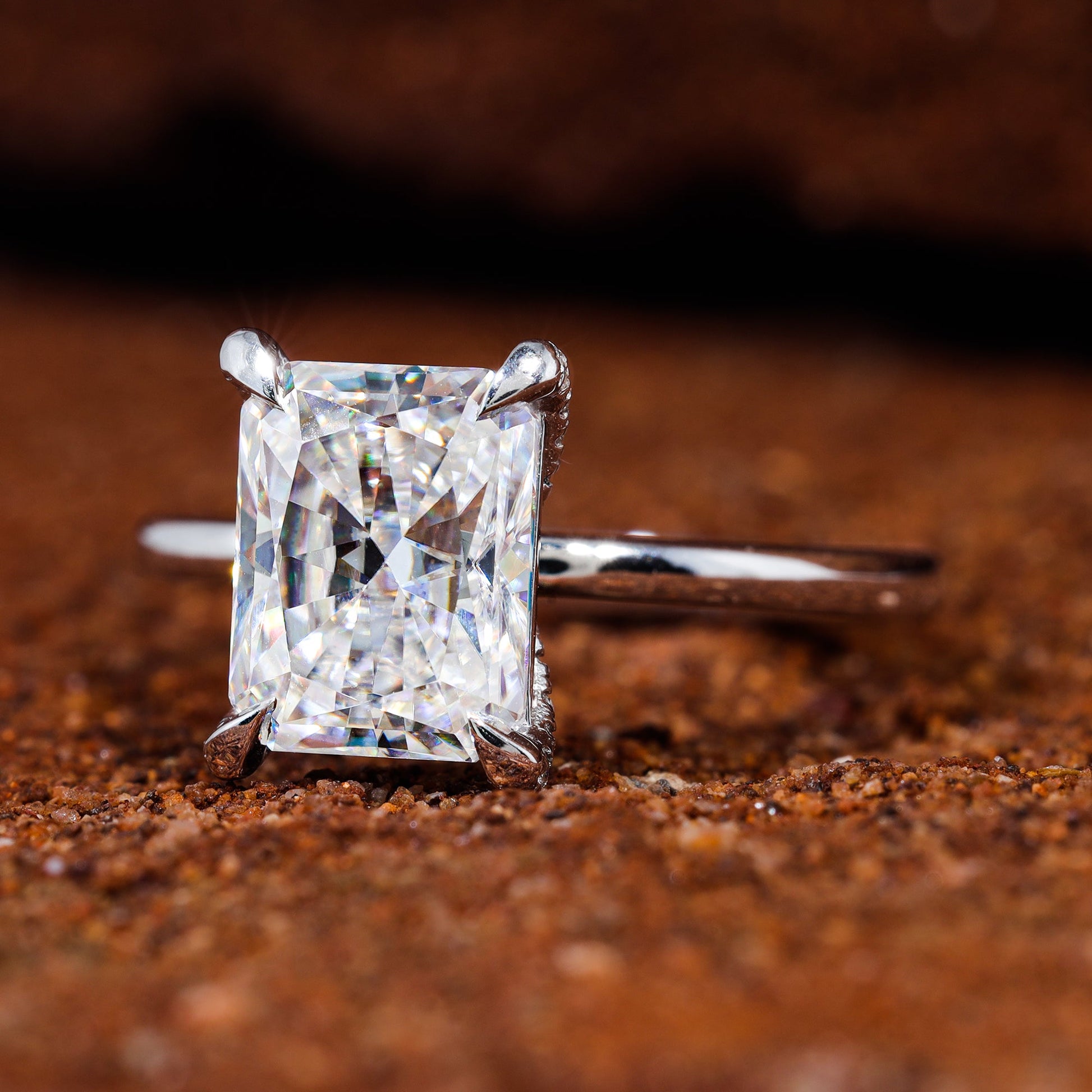 Radiant Cut Moissanite Minimalist Engagement Ring