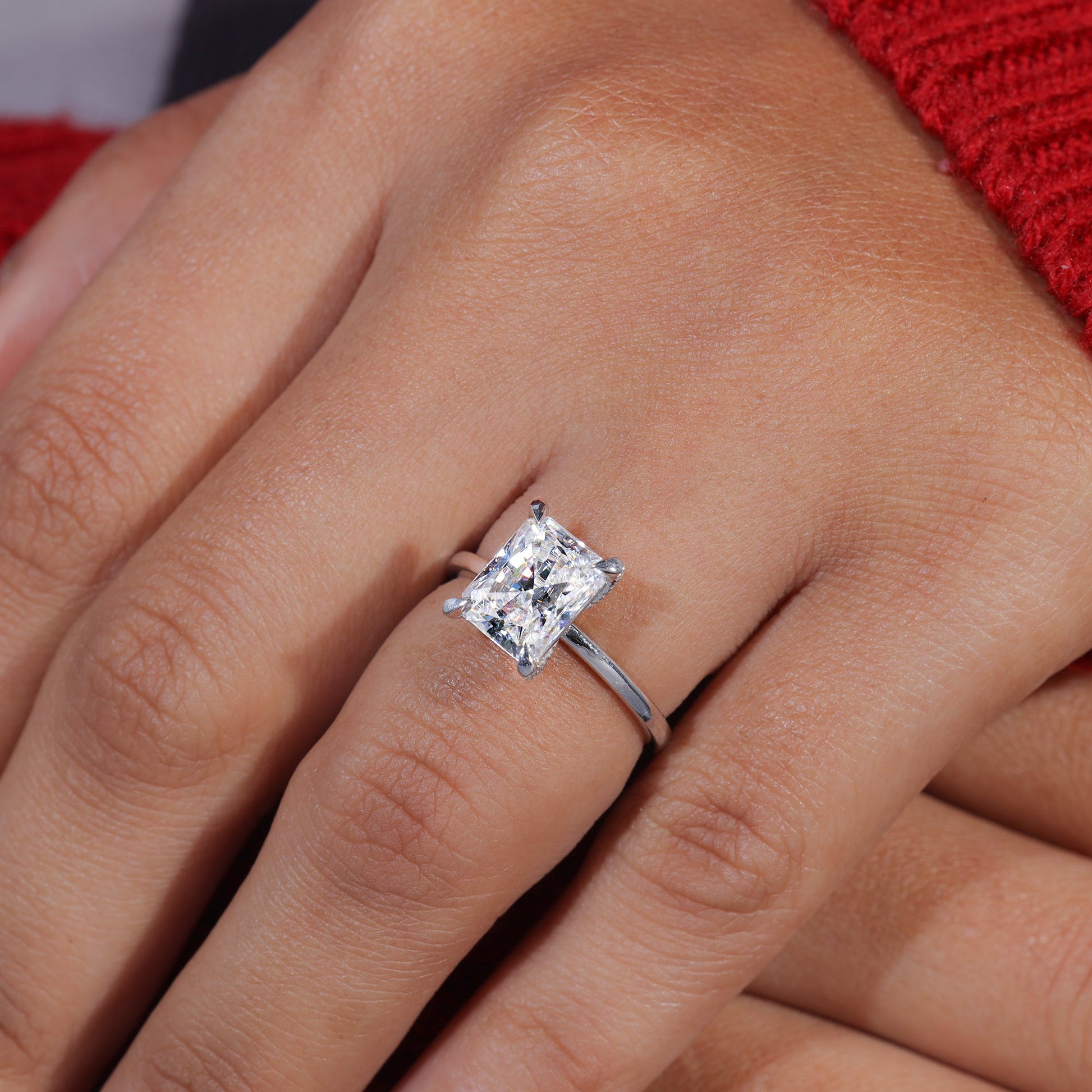 Radiant Cut Moissanite Minimalist Engagement Ring