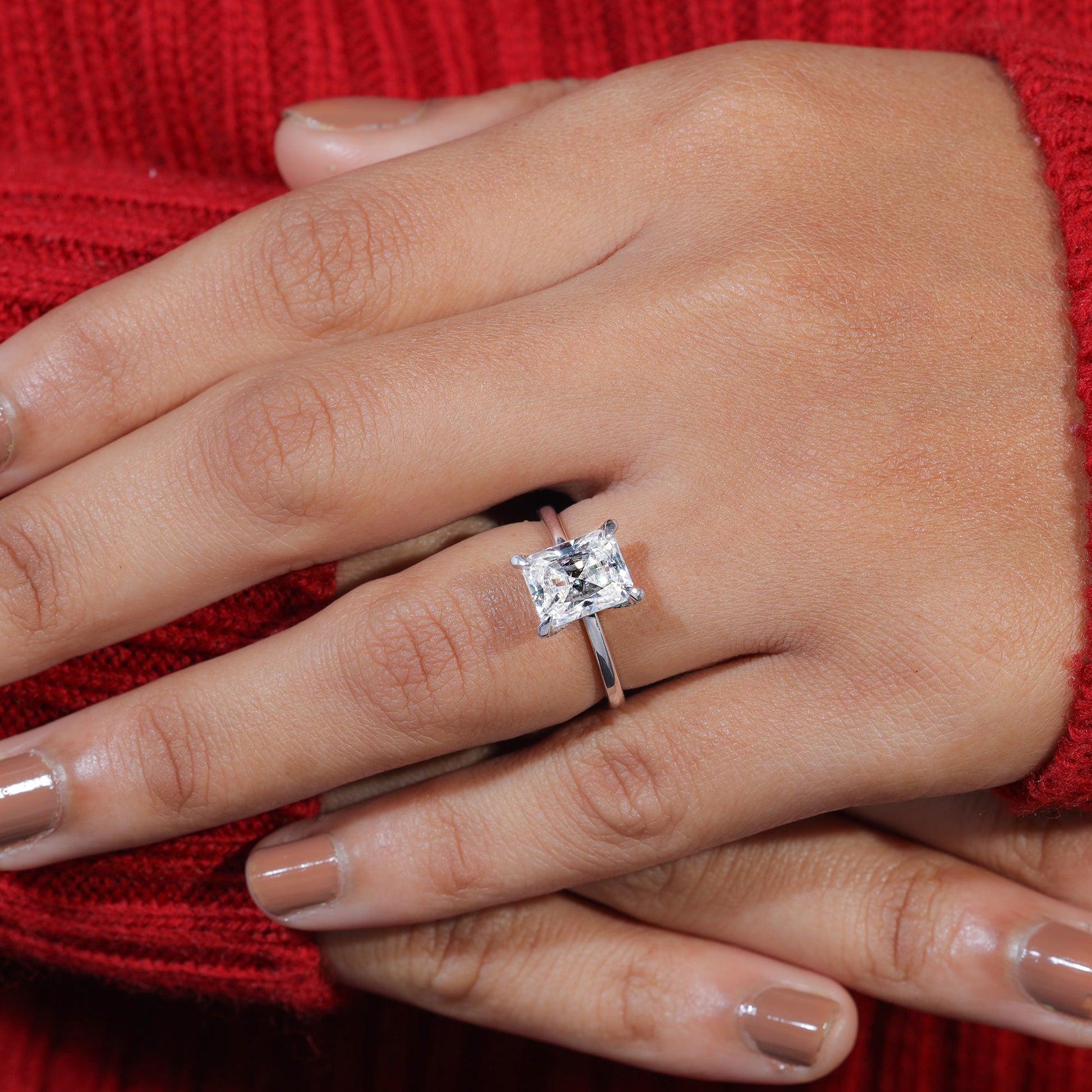 Radiant Cut Moissanite Minimalist Engagement Ring