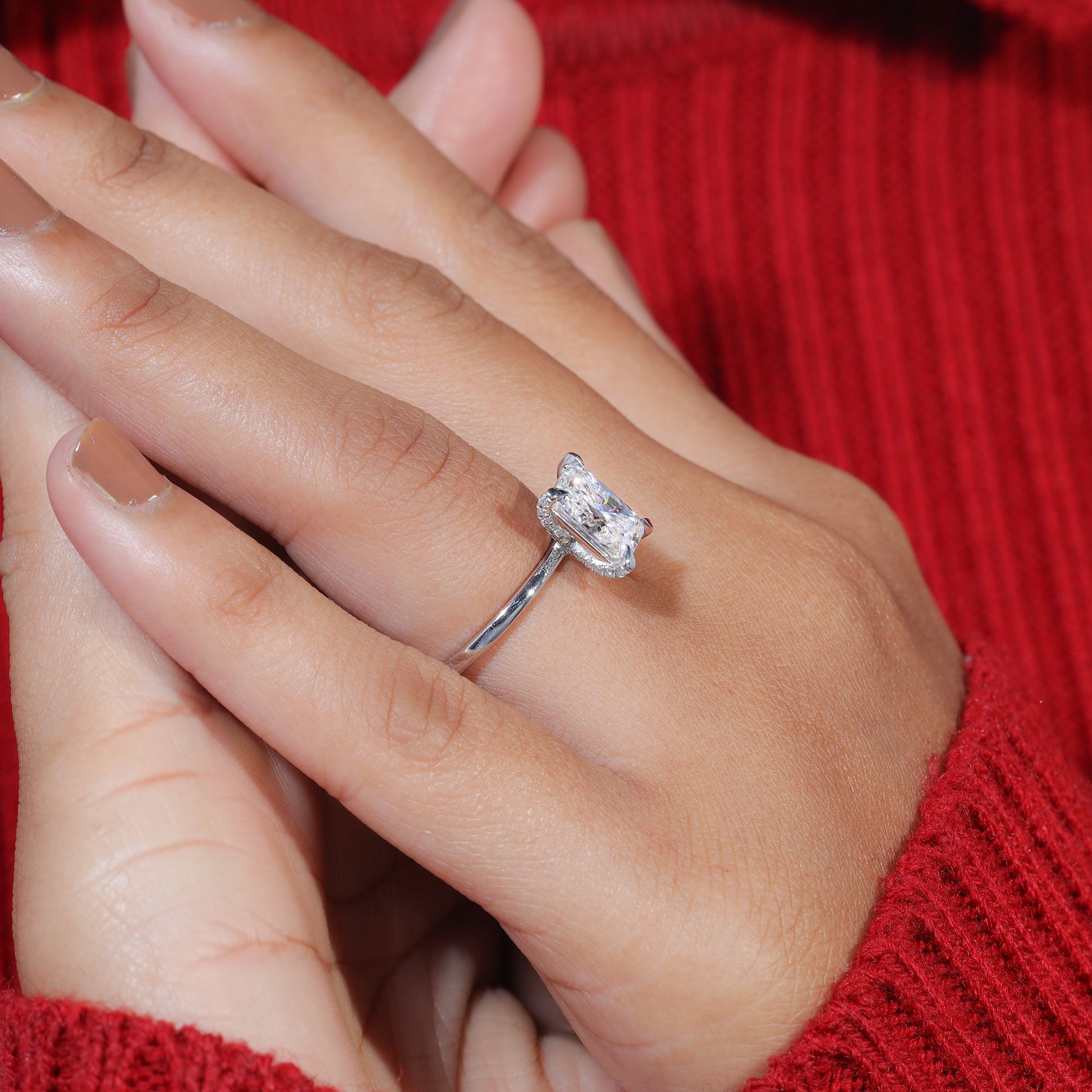 Radiant Cut Moissanite Minimalist Engagement Ring