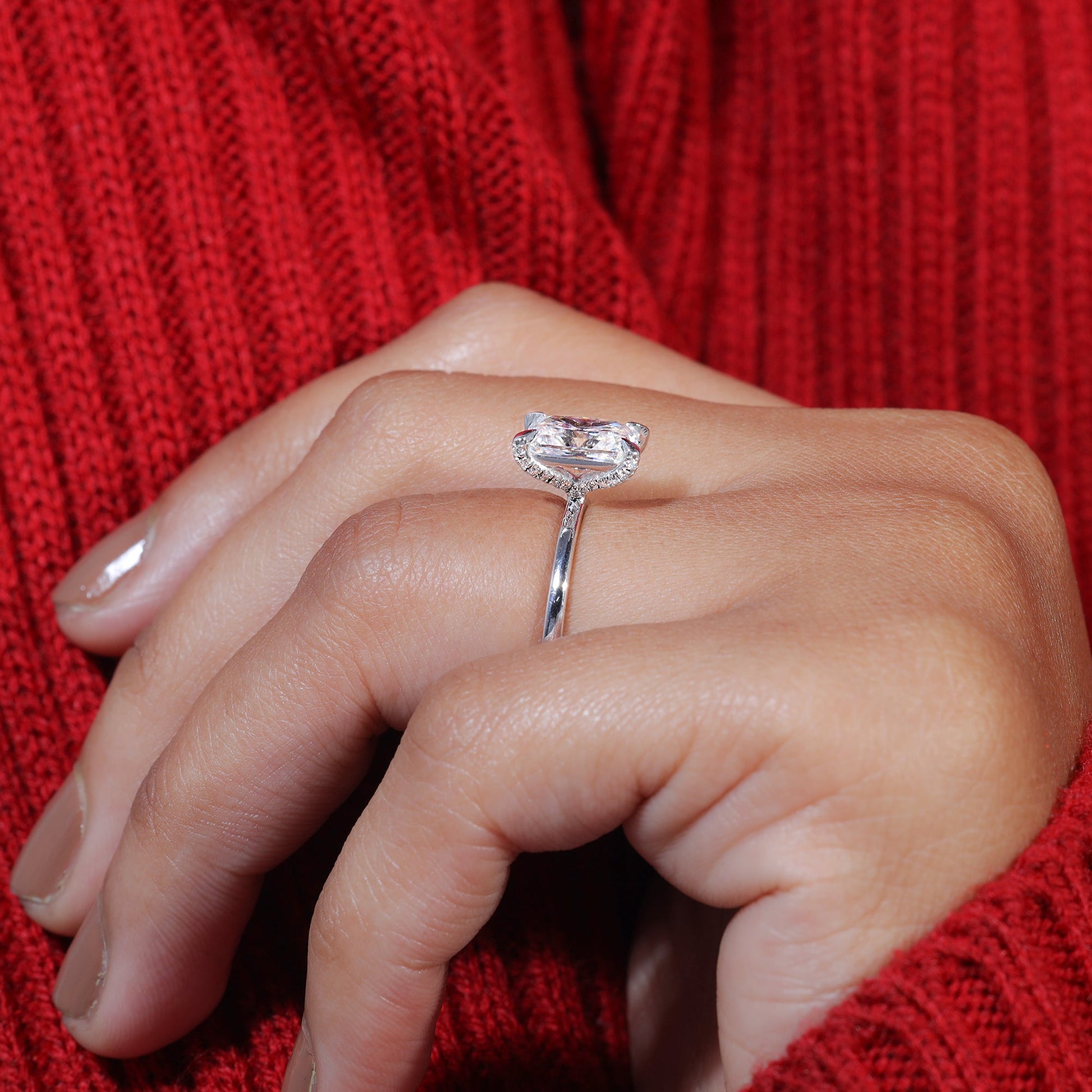 Radiant Cut Moissanite Minimalist Engagement Ring