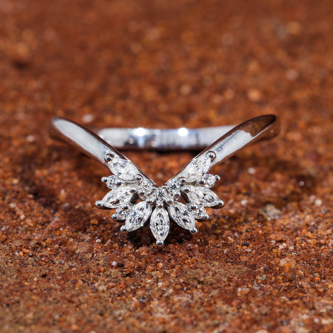 Marouise & Round Moissanite Crown Shape Matching Wedding Band