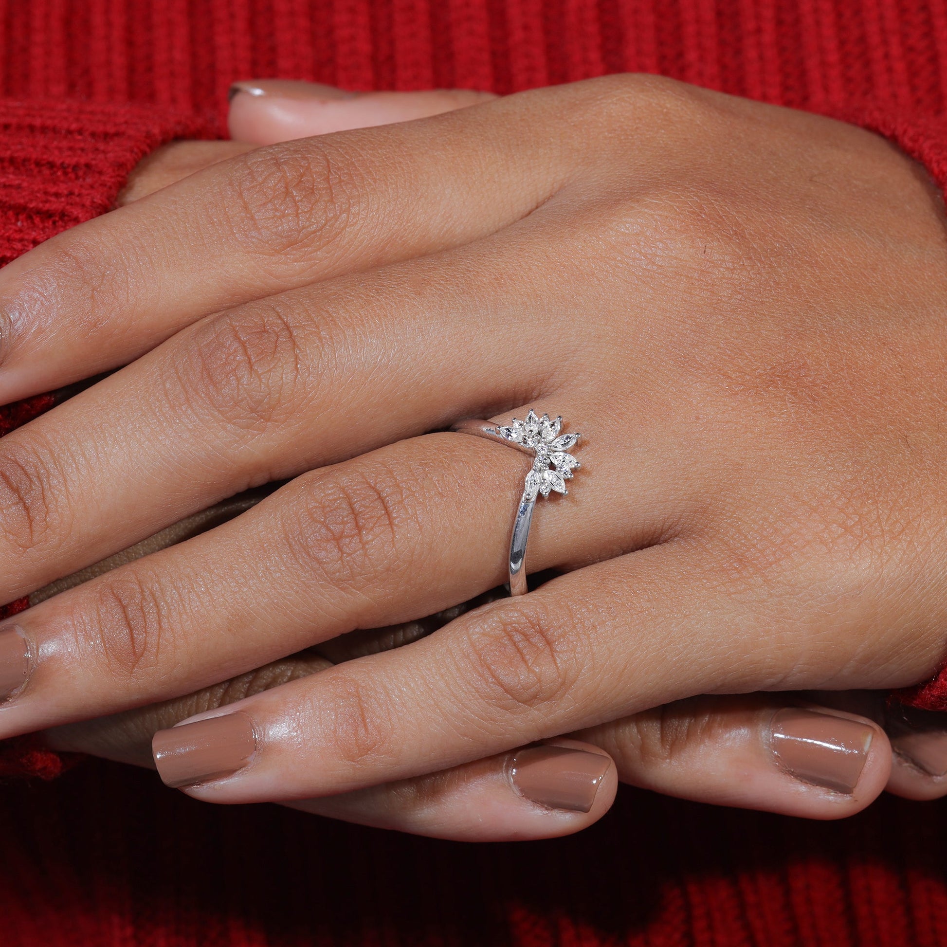 Marouise & Round Moissanite Crown Shape Matching Wedding Band
