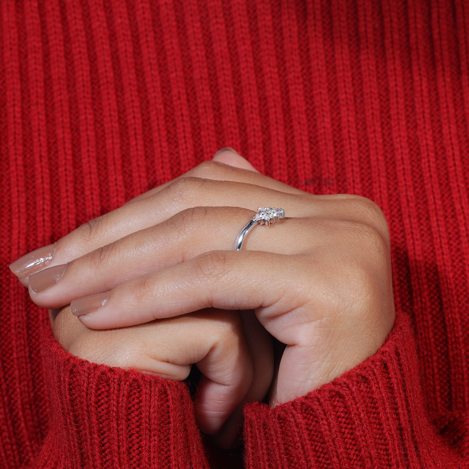 Marouise & Round Moissanite Crown Shape Matching Wedding Band