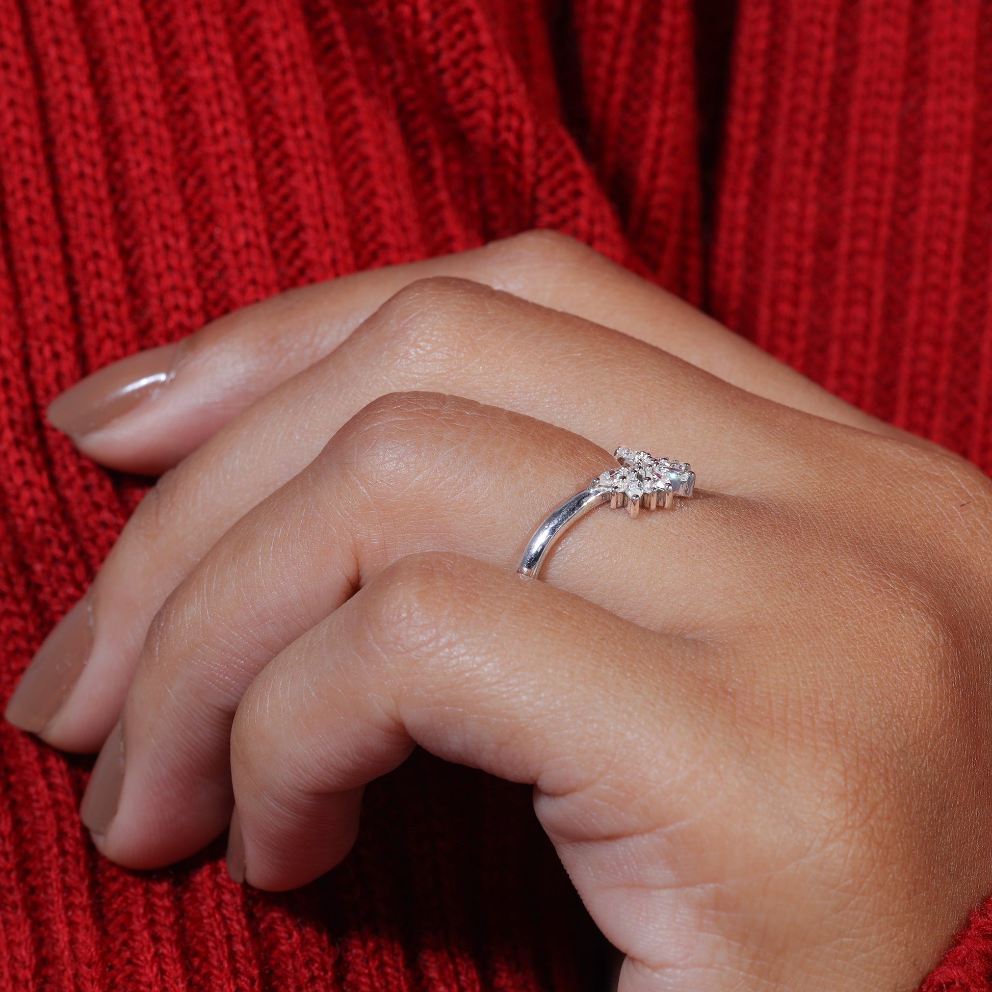 Marouise & Round Moissanite Crown Shape Matching Wedding Band
