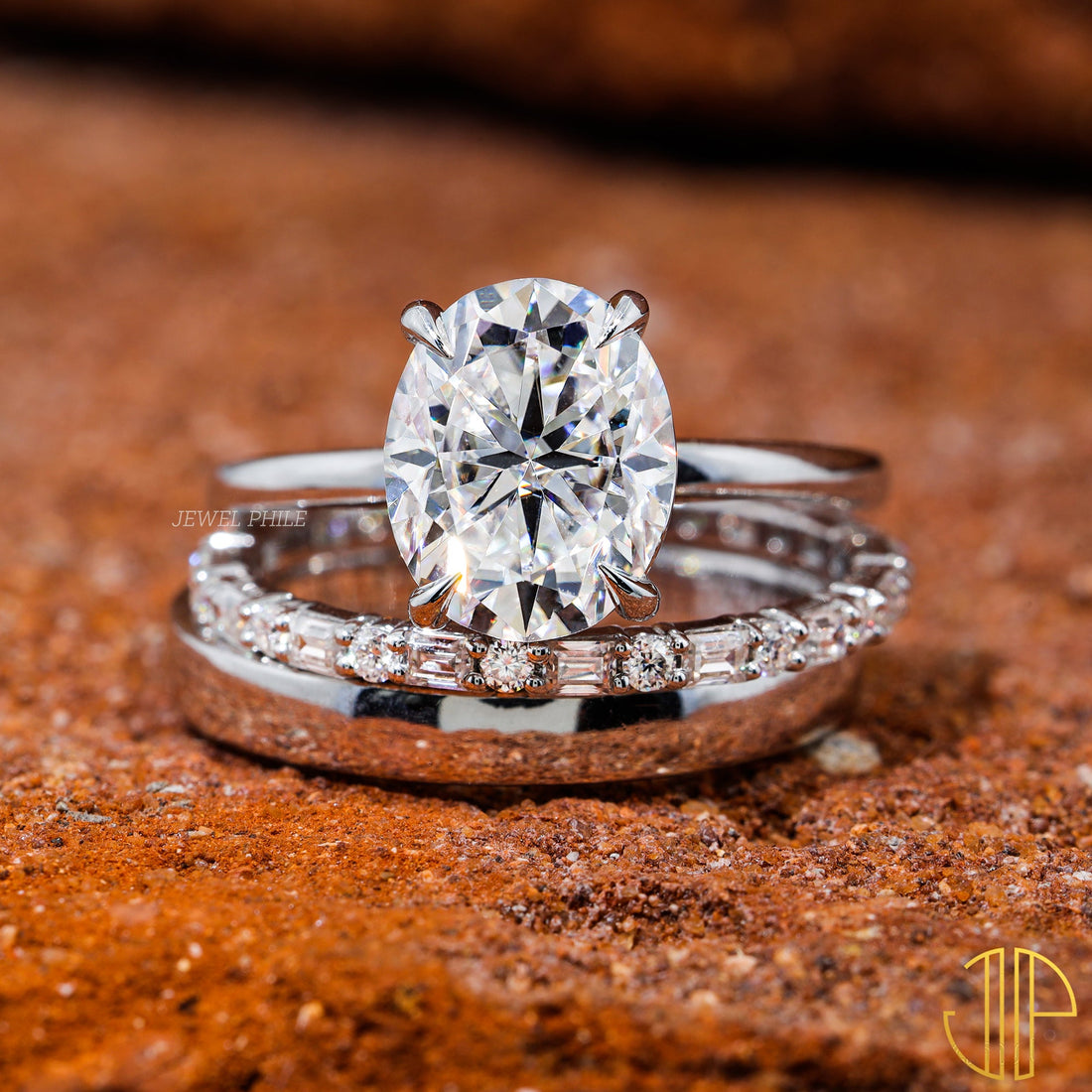 Oval Cut Moissanite Bridal Set Engagement Ring