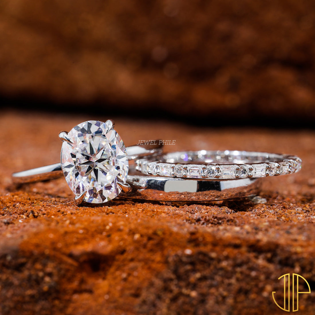 Oval Cut Moissanite Bridal Set Engagement Ring