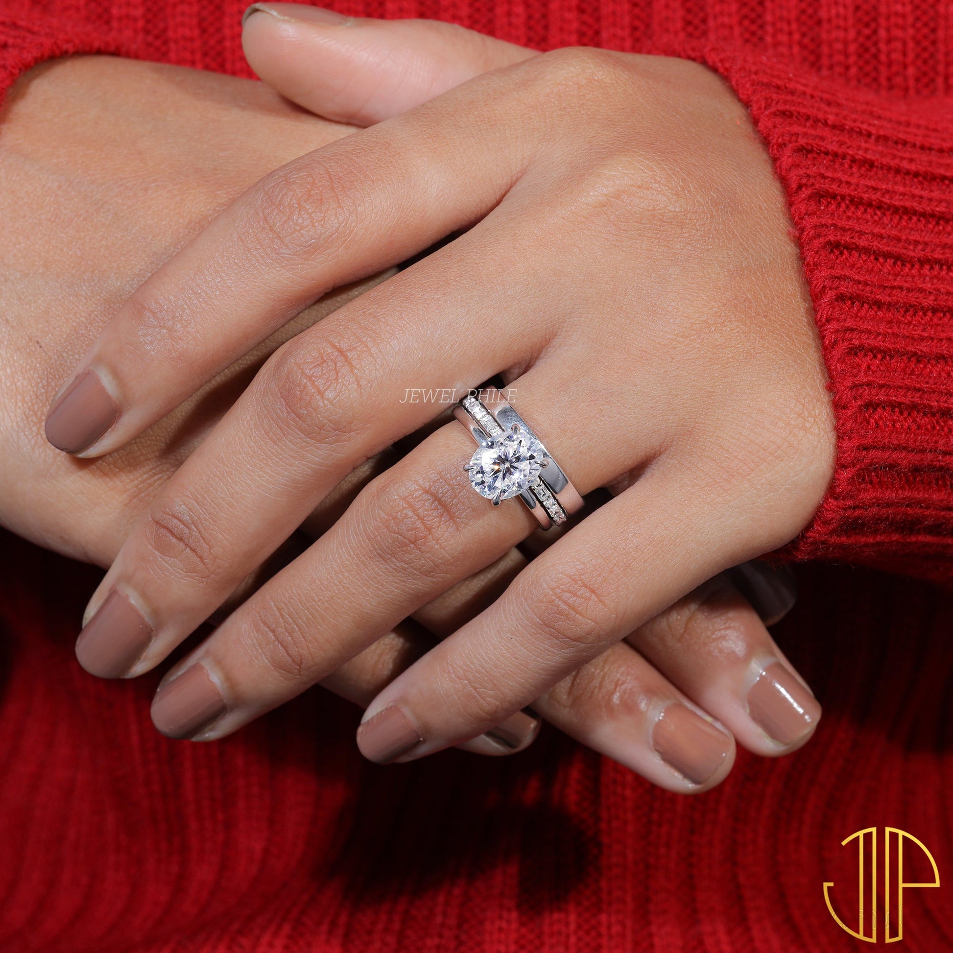 Oval Cut Moissanite Bridal Set Engagement Ring