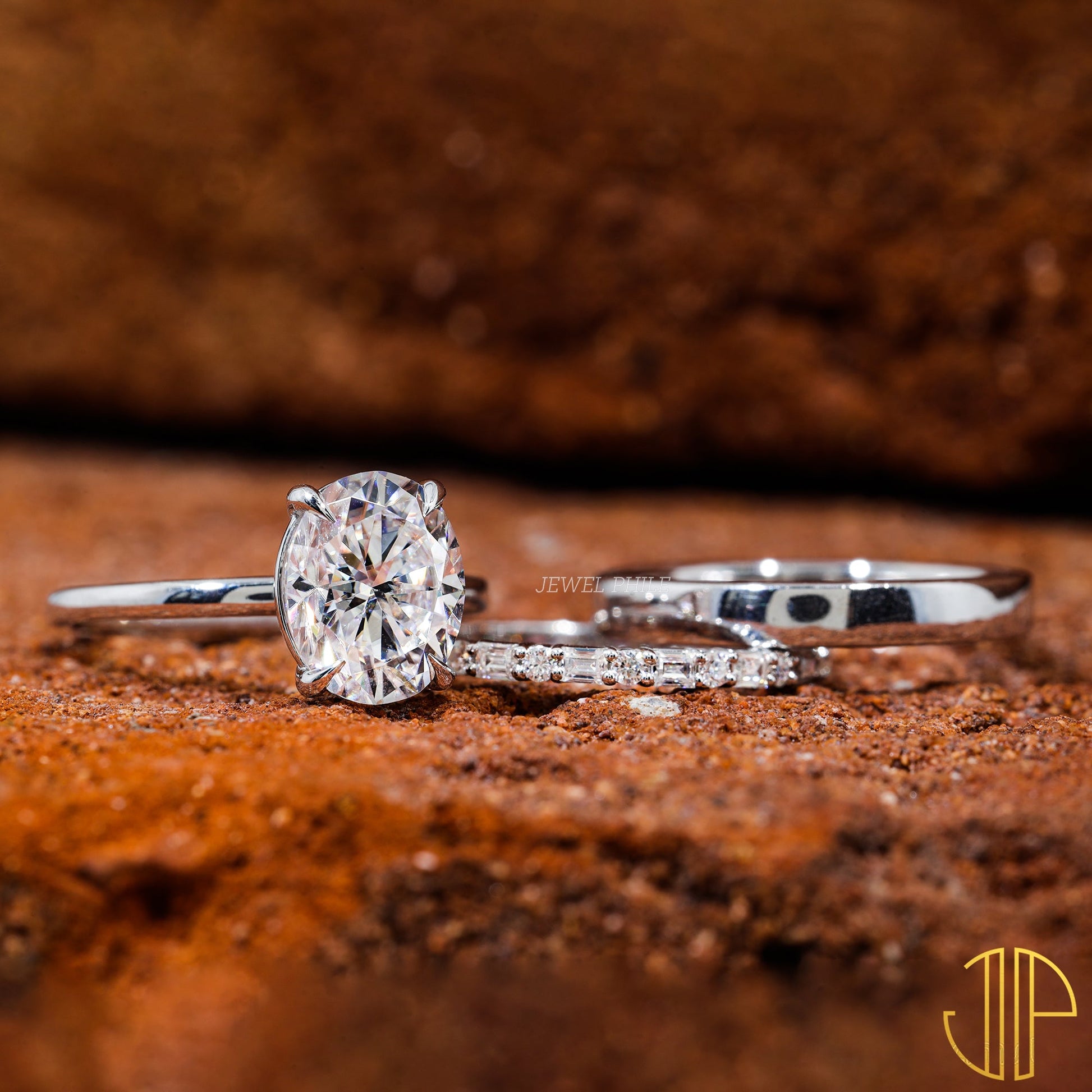 Oval Cut Moissanite Bridal Set Engagement Ring