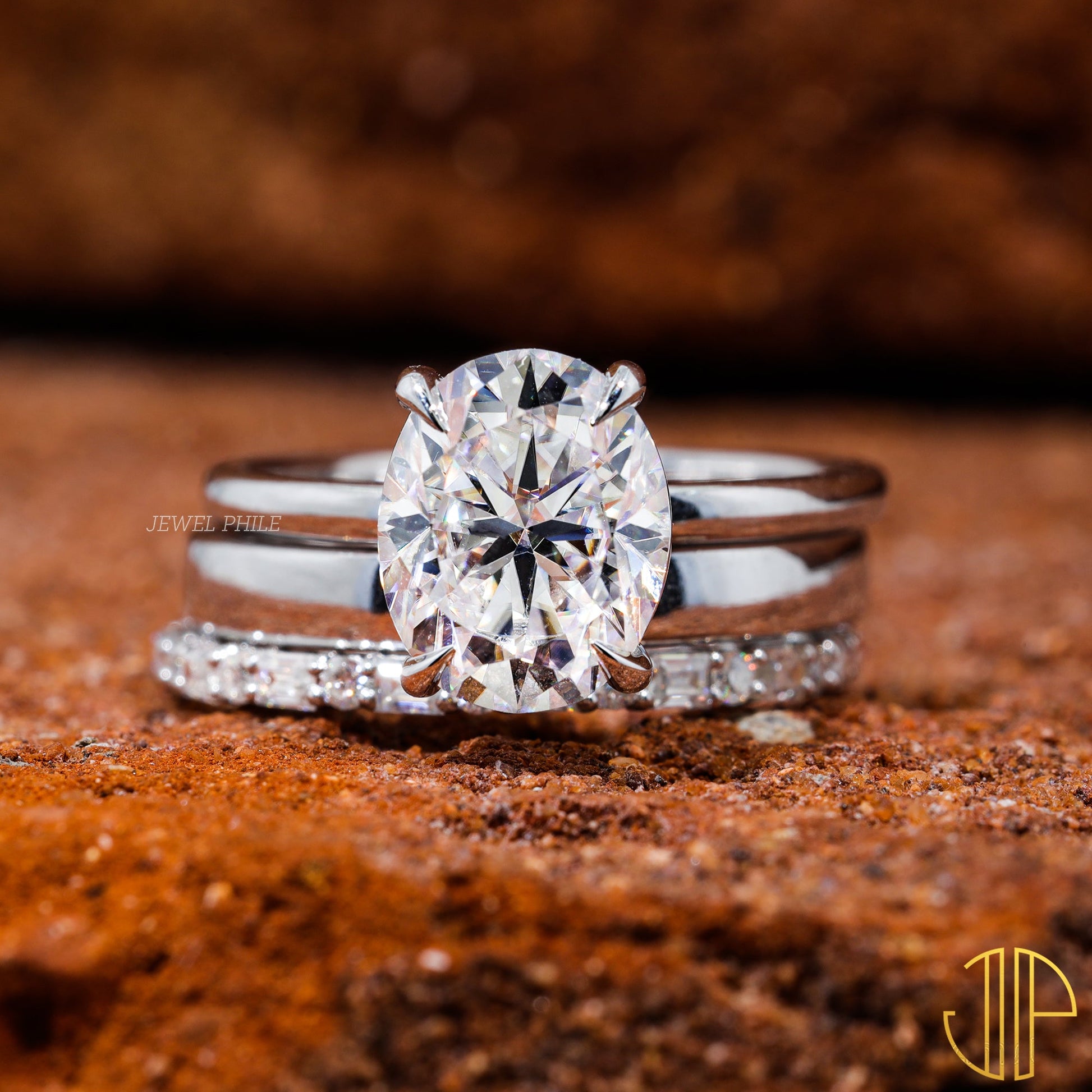 Oval Cut Moissanite Bridal Set Engagement Ring