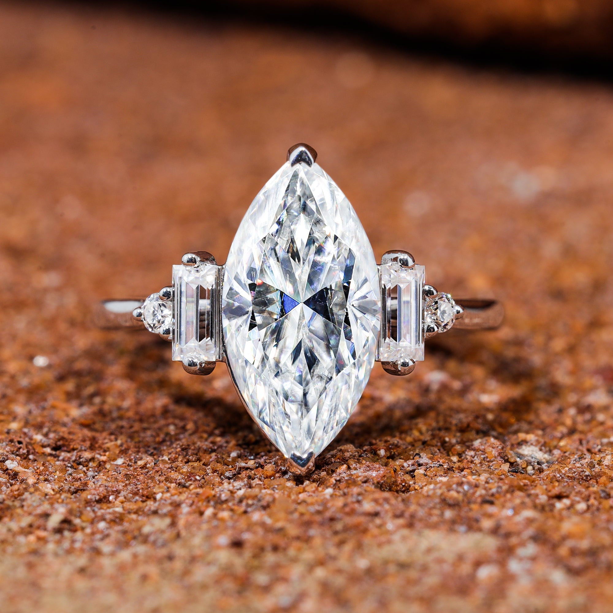 Marquise Cut Moissanite Engagement Ring
