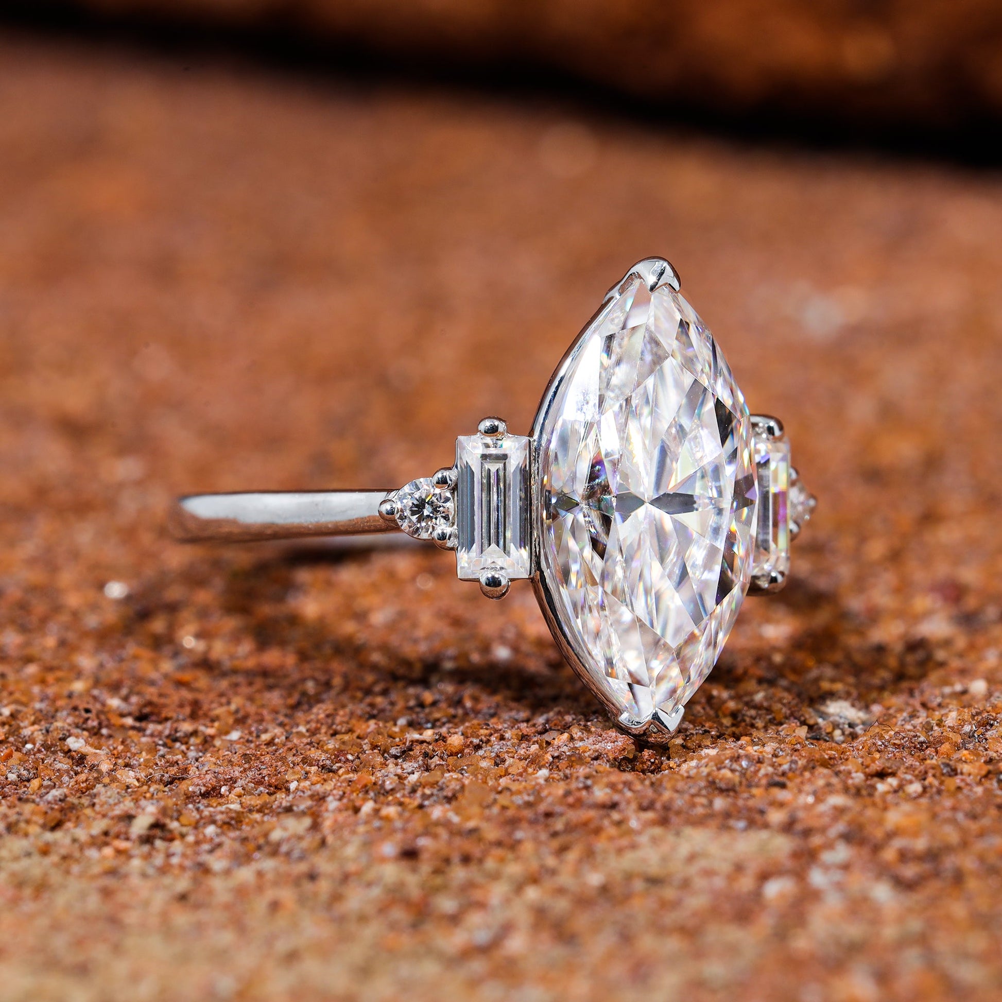 Marquise Cut Moissanite Engagement Ring