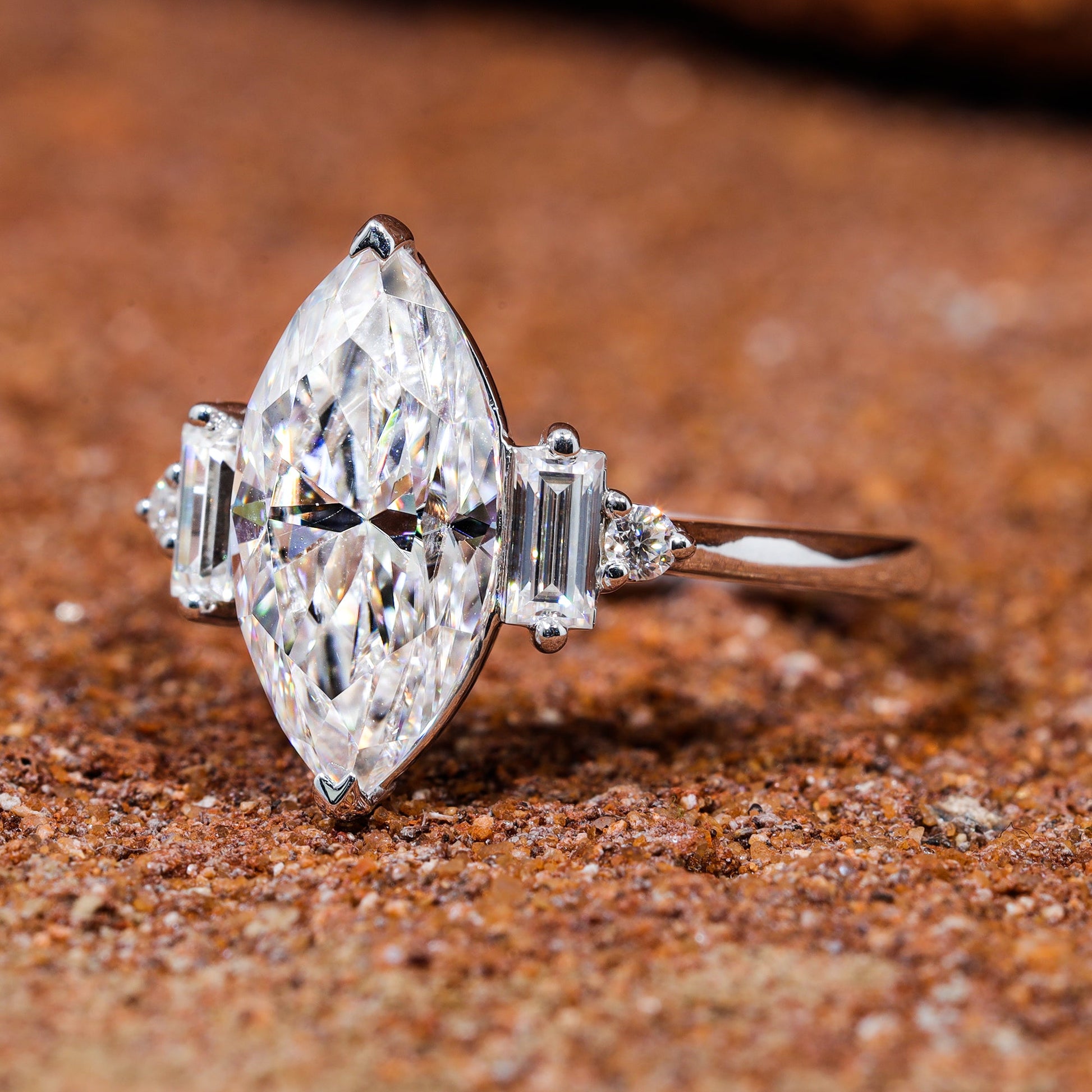 Marquise Cut Moissanite Engagement Ring