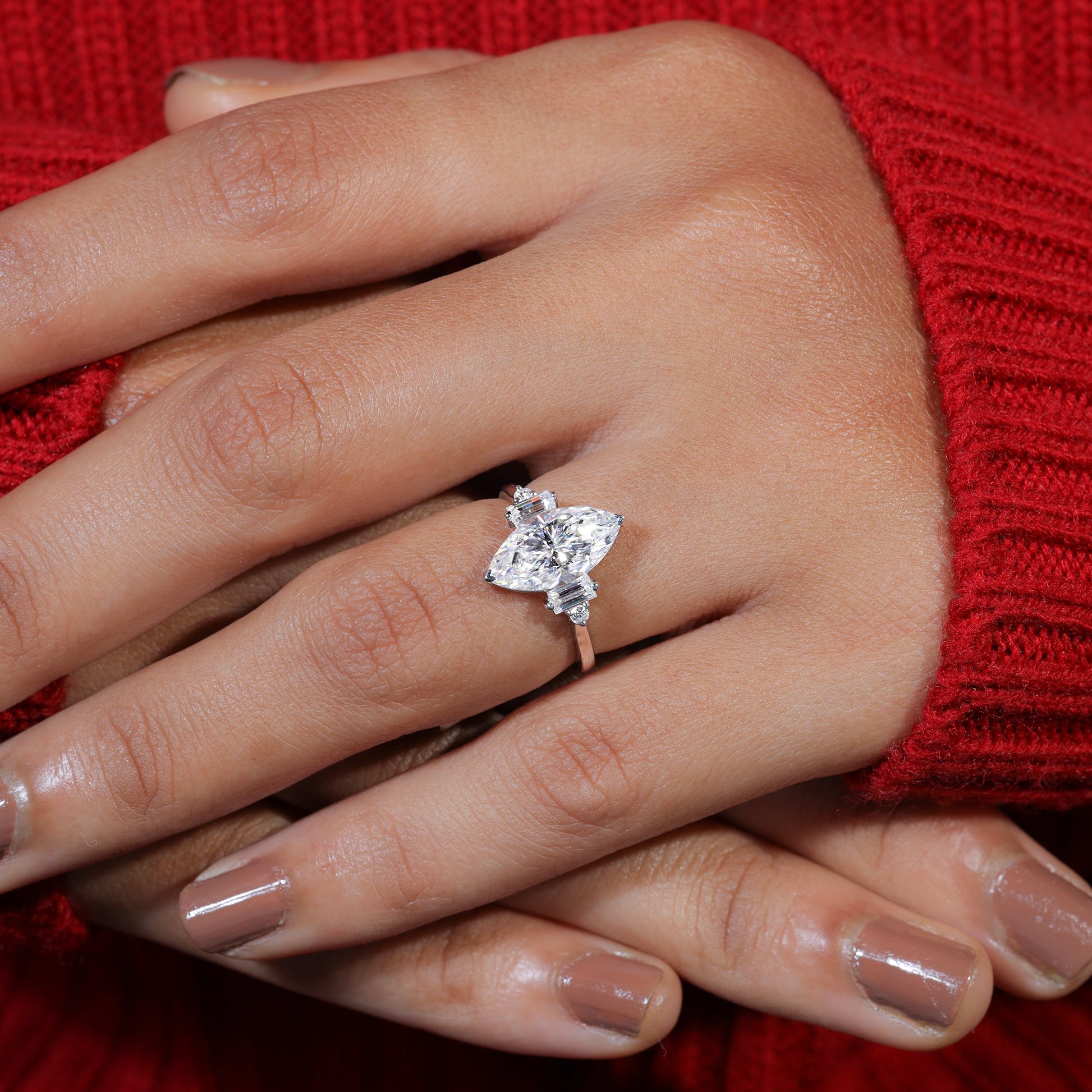 Marquise Cut Moissanite Engagement Ring