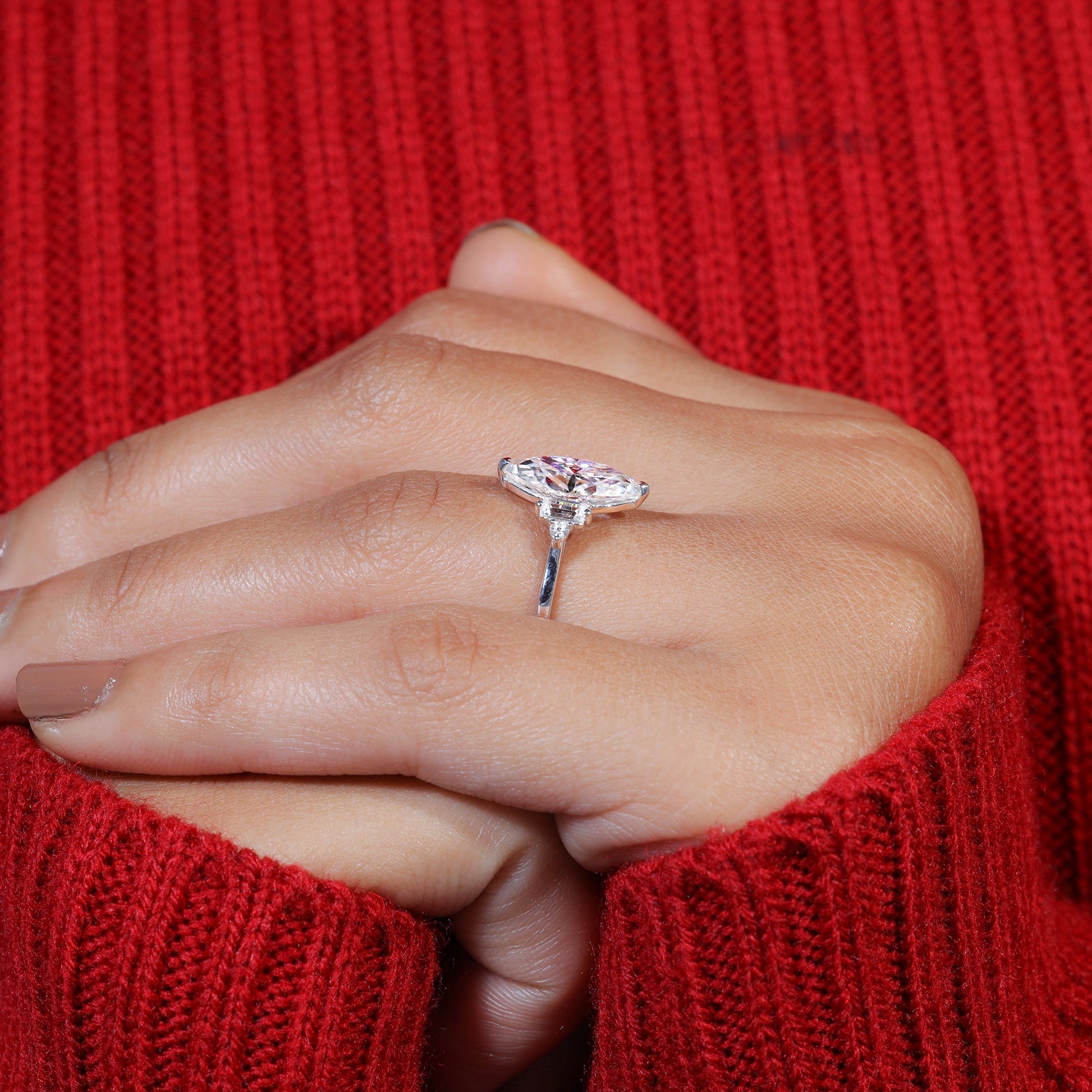 Marquise Cut Moissanite Engagement Ring