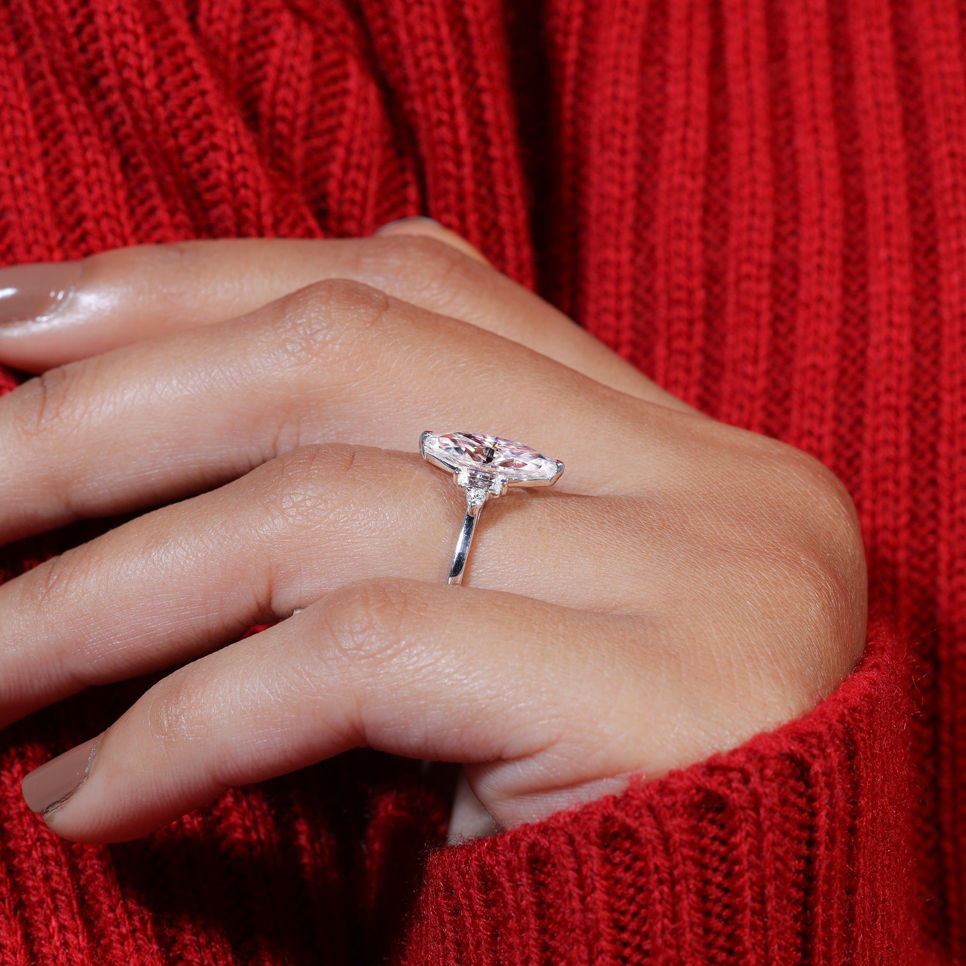 Marquise Cut Moissanite Engagement Ring