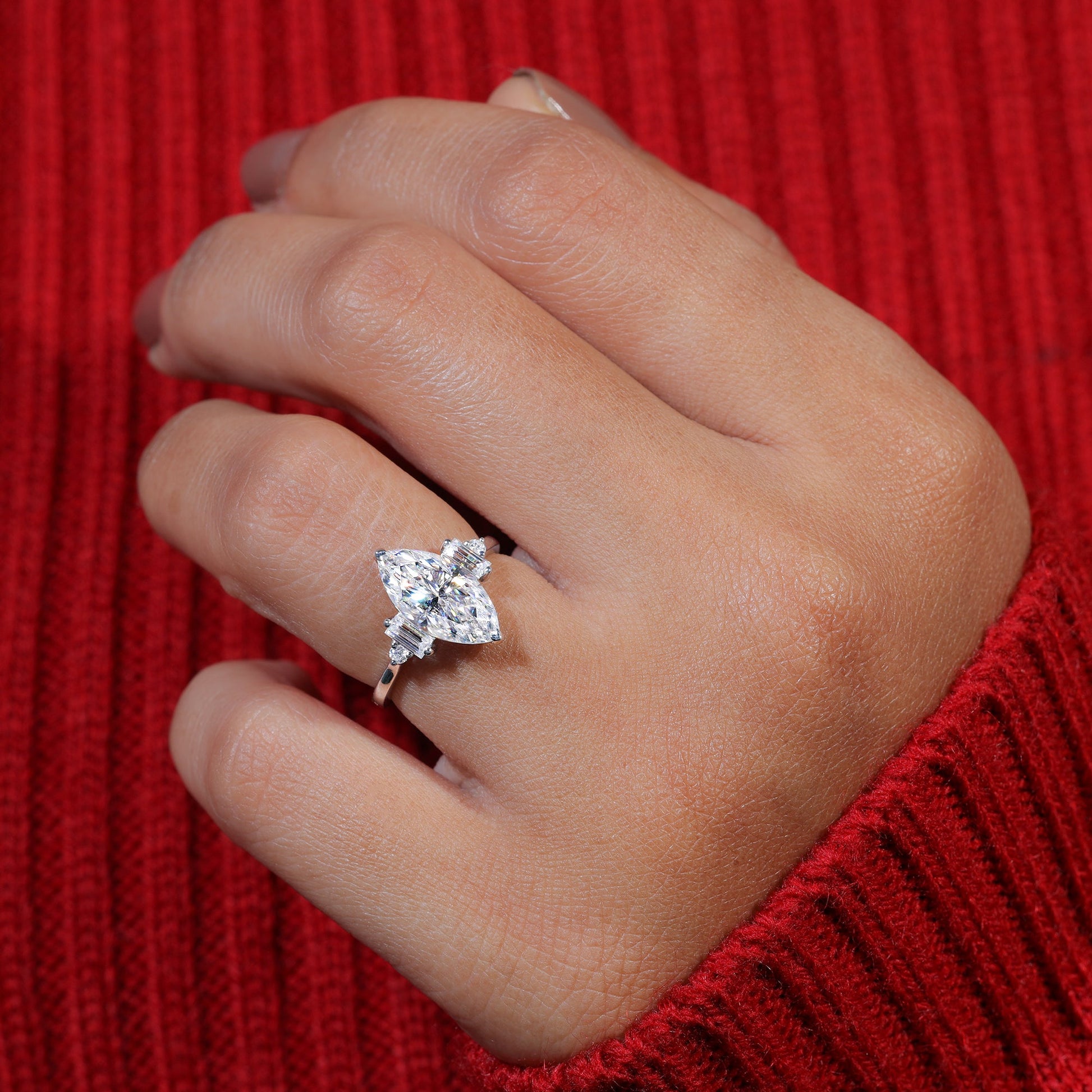 Marquise Cut Moissanite Engagement Ring