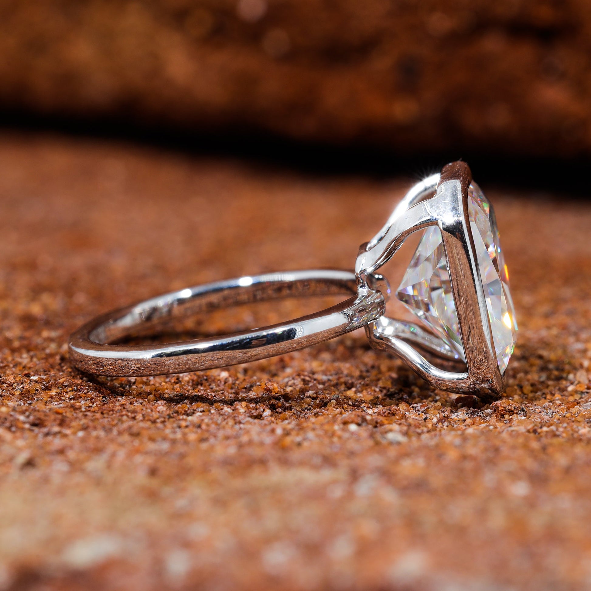 Bezel Set Radiant Cut Moissanite Engagement Ring