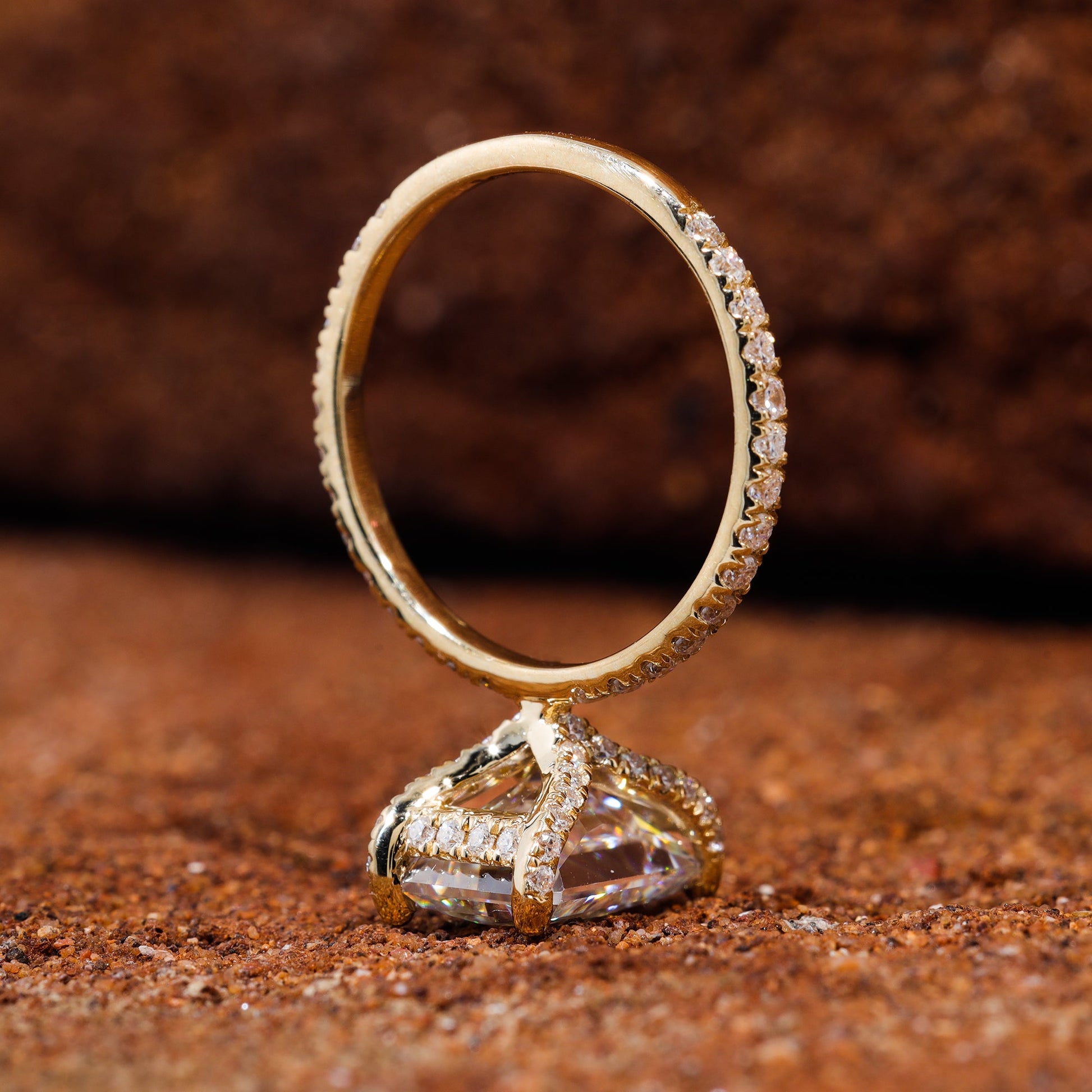Floating Prong Set Radiant Cut Moissanite Engagement Ring