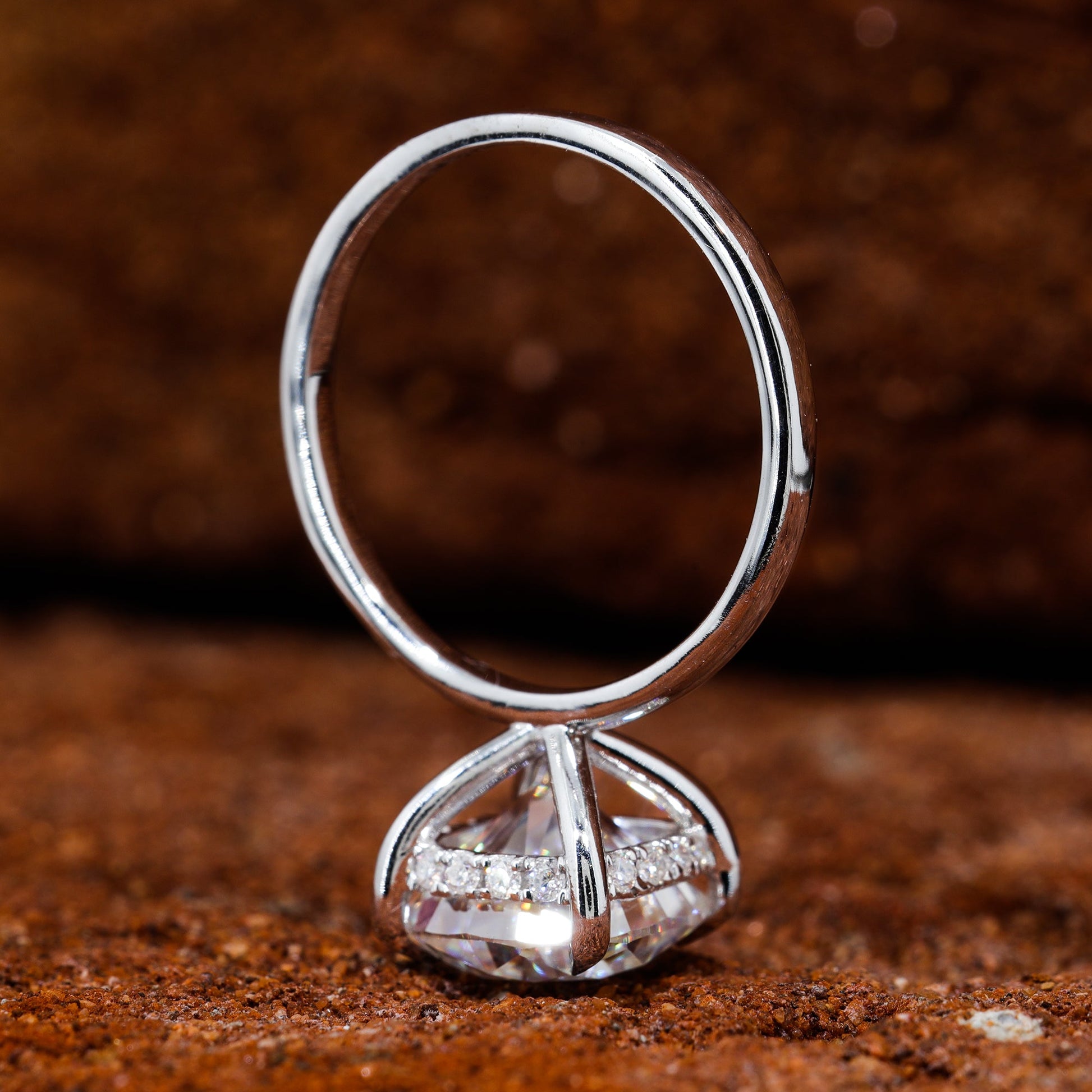 Solitaire Cushion Cut Moissanite Engagement Ring