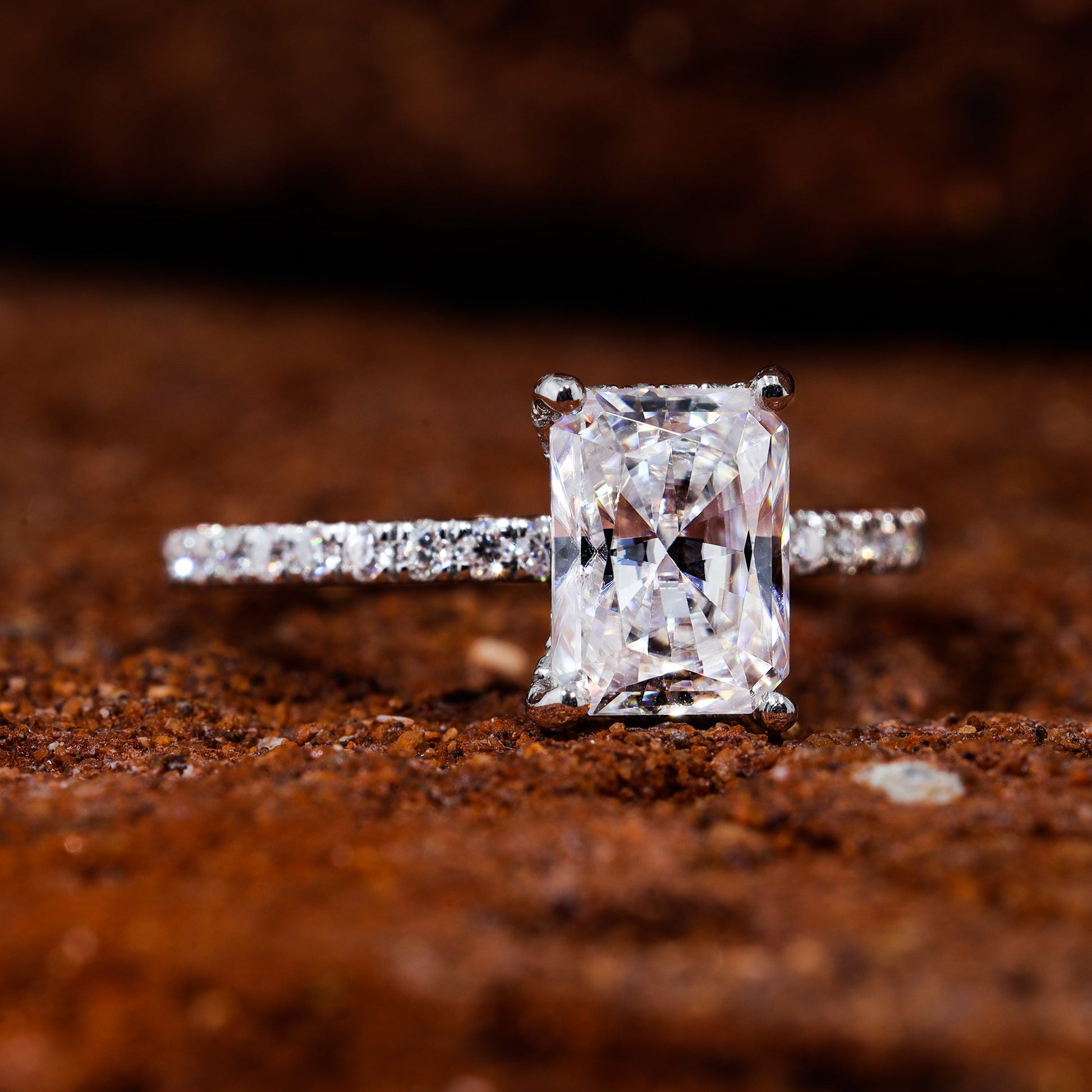 Radiant Cut Moissanite Dainty Engagement Ring