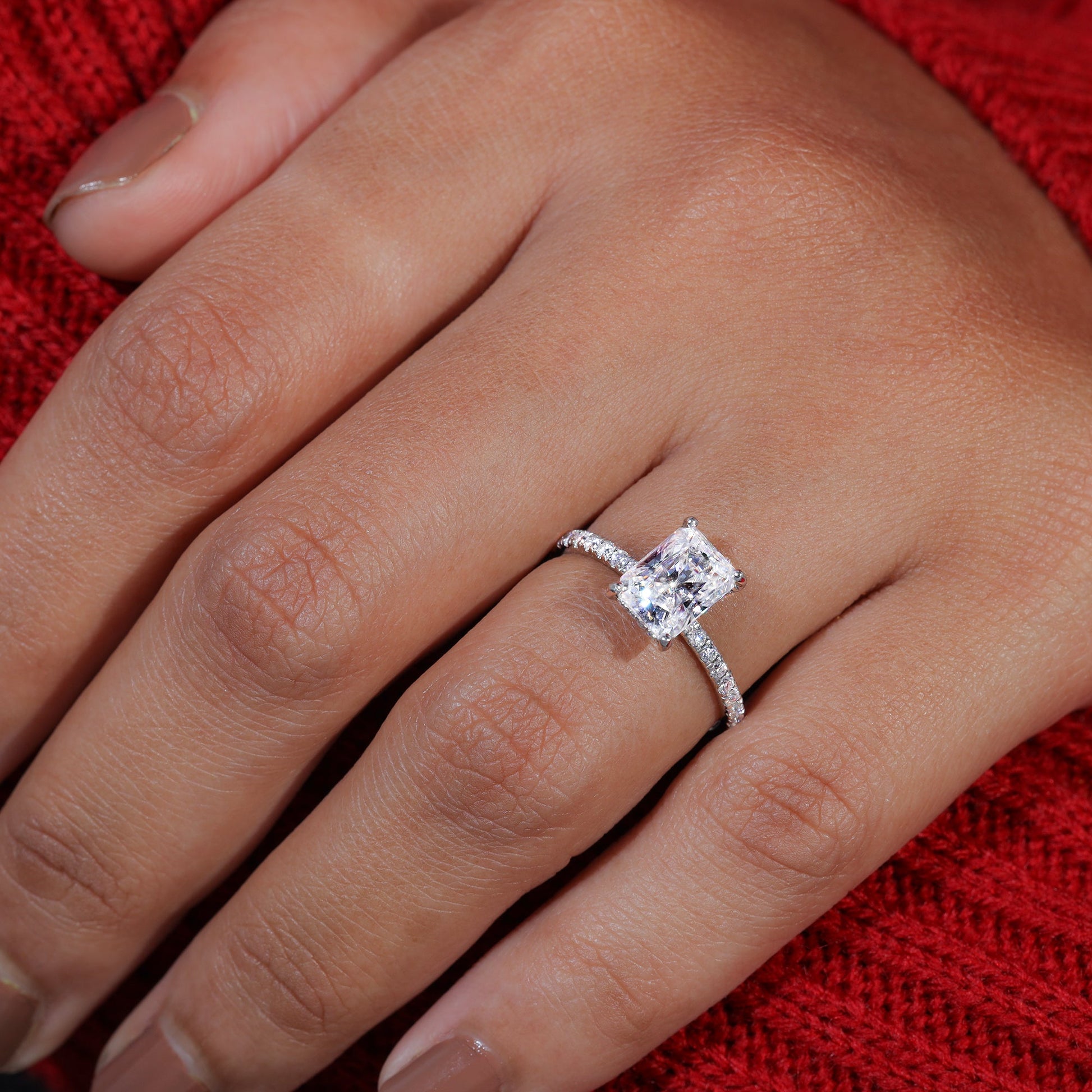Radiant Cut Moissanite Dainty Engagement Ring