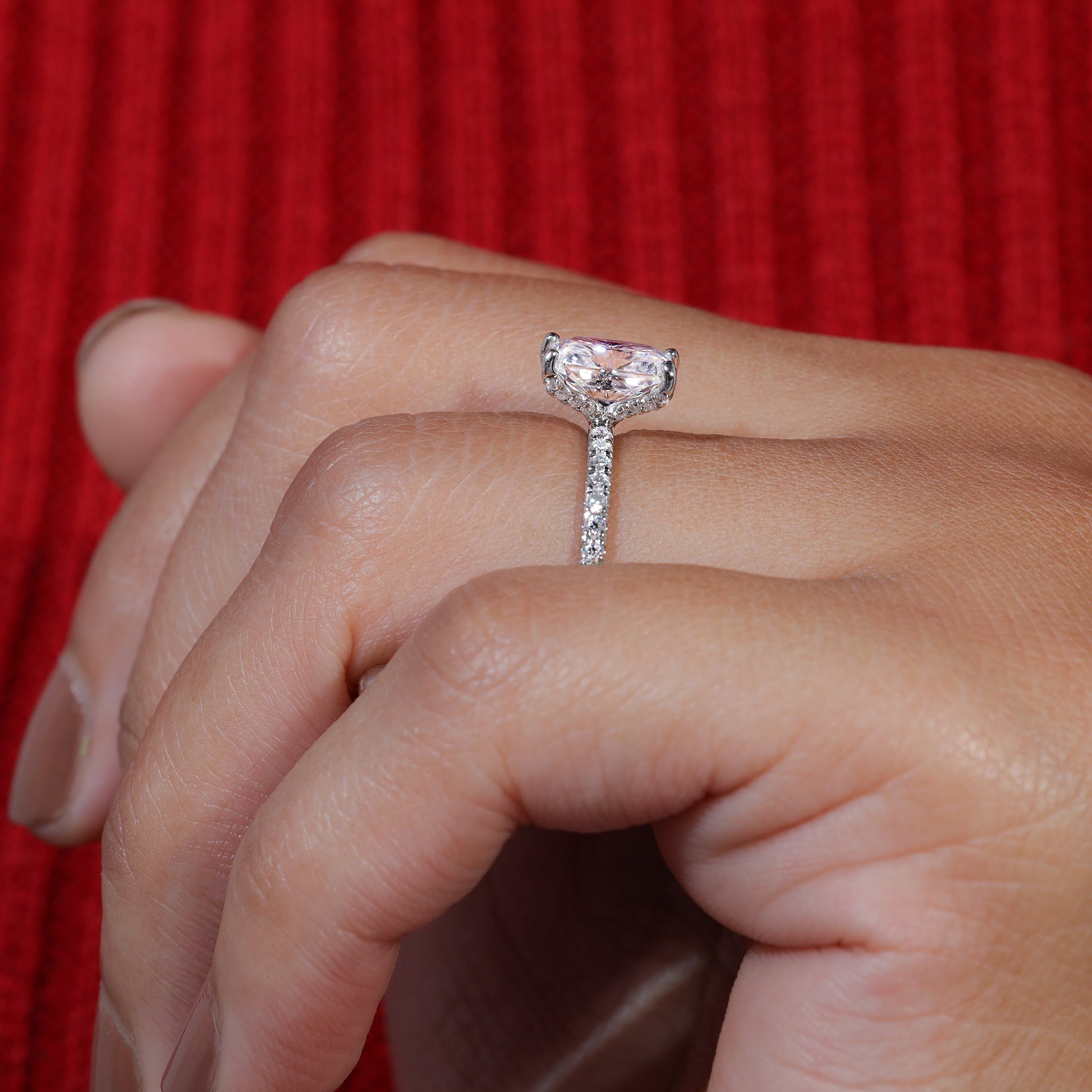 Radiant Cut Moissanite Dainty Engagement Ring