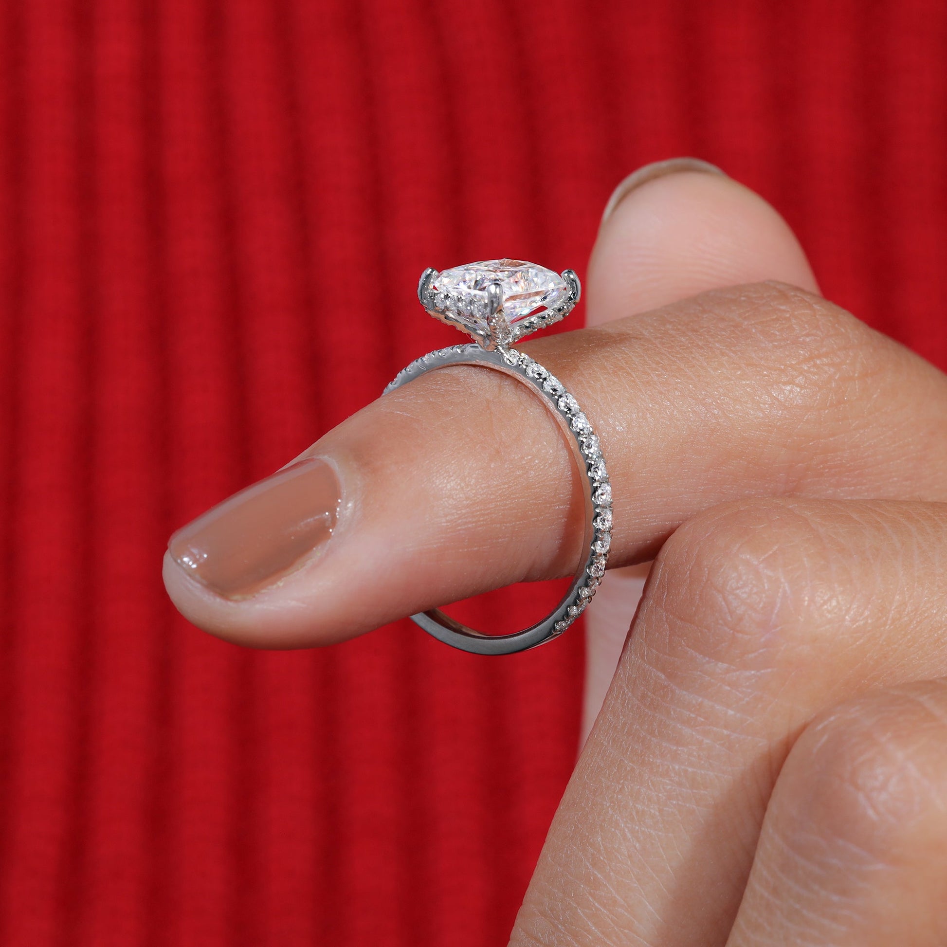 Radiant Cut Moissanite Dainty Engagement Ring