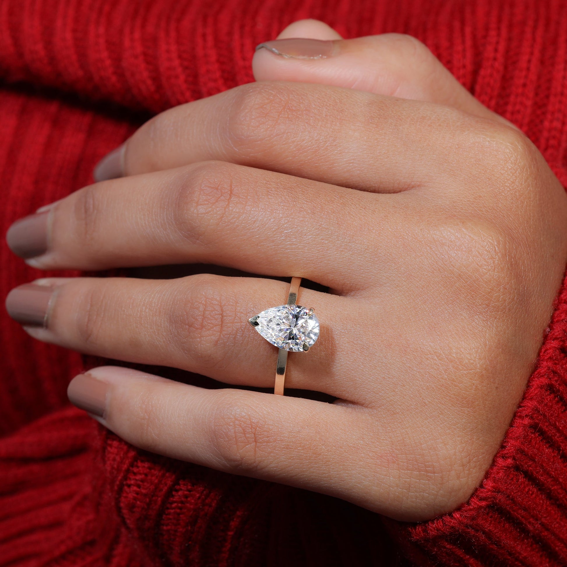 Pear Cut Moissanite Elegant Wedding Ring