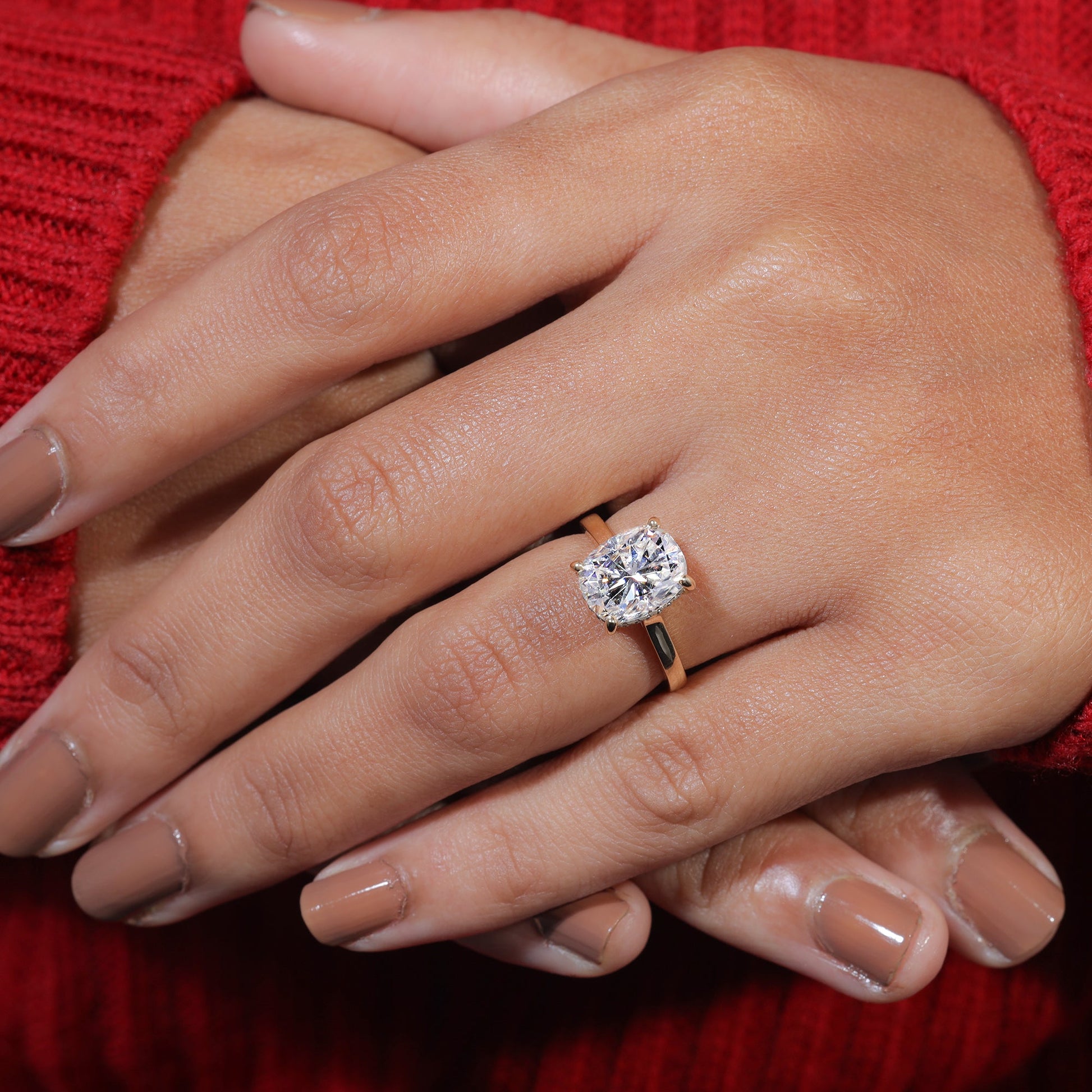 Elongated Cushion Cut Moissanite Dainty Engagement Ring