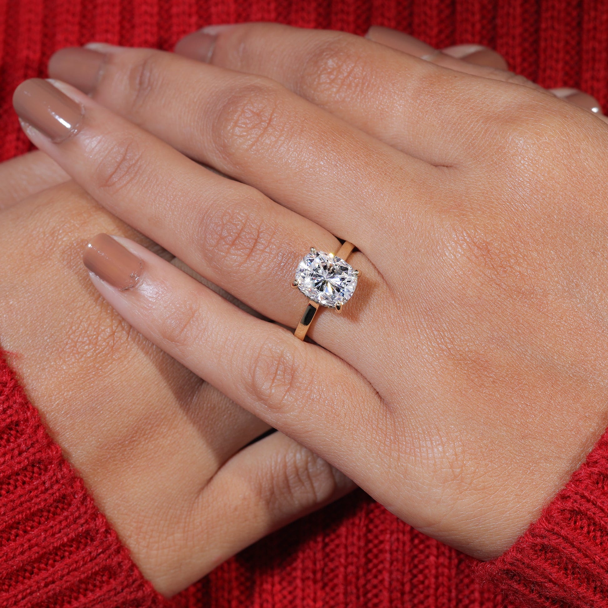 Elongated Cushion Cut Moissanite Dainty Engagement Ring