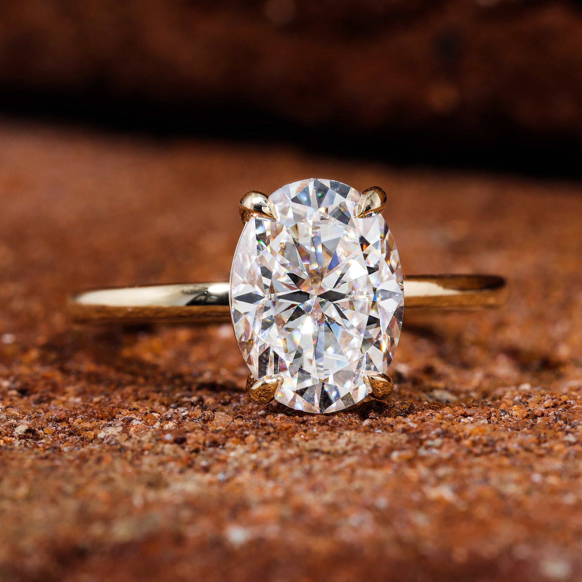 Oval Cut Moissanite Petite Classic Engagement Ring